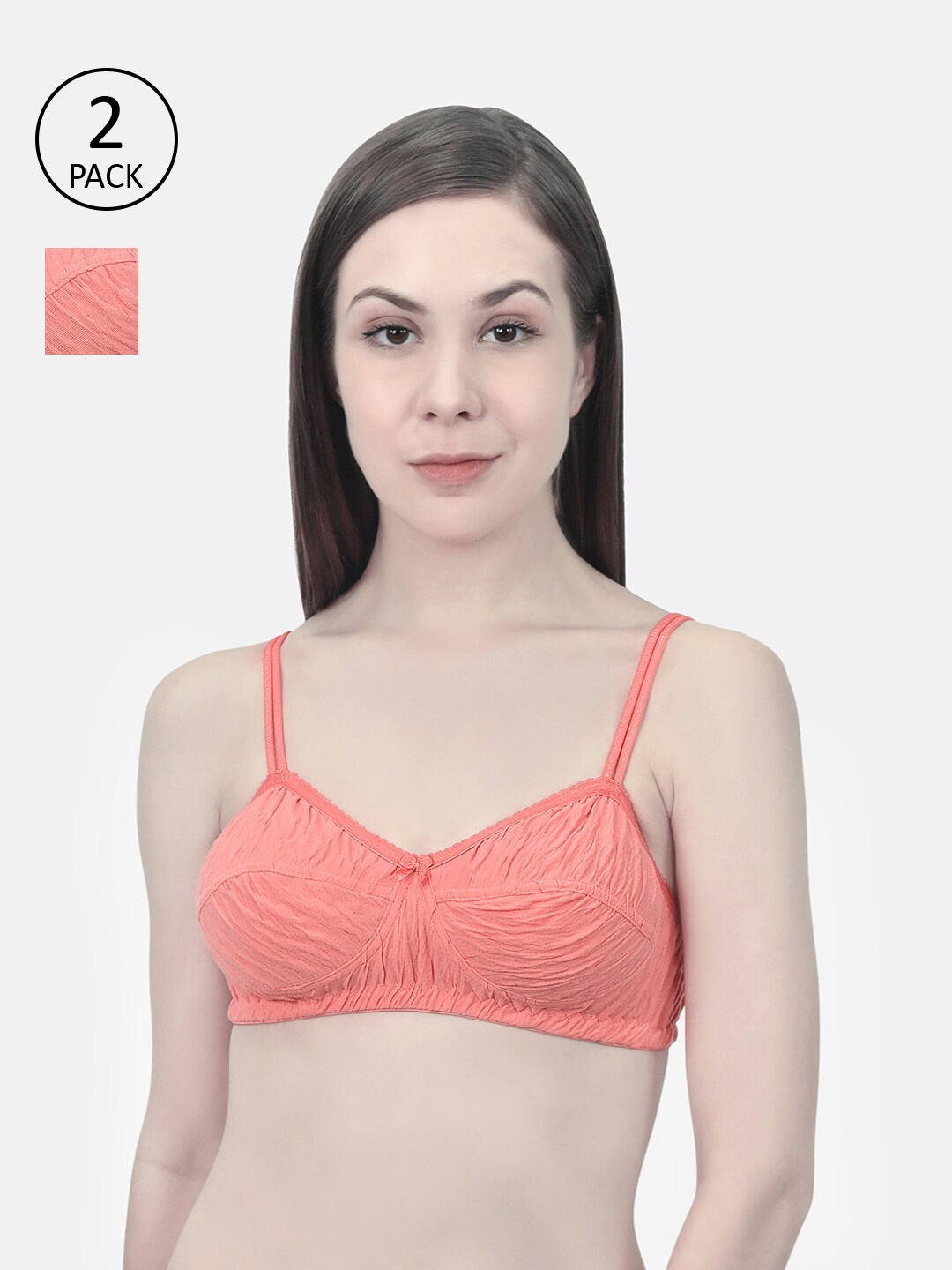 

Innocence Coral Non-Wired Non-Padded Cut & Sew Bra With Dry-Fit Technology Pack Of 2