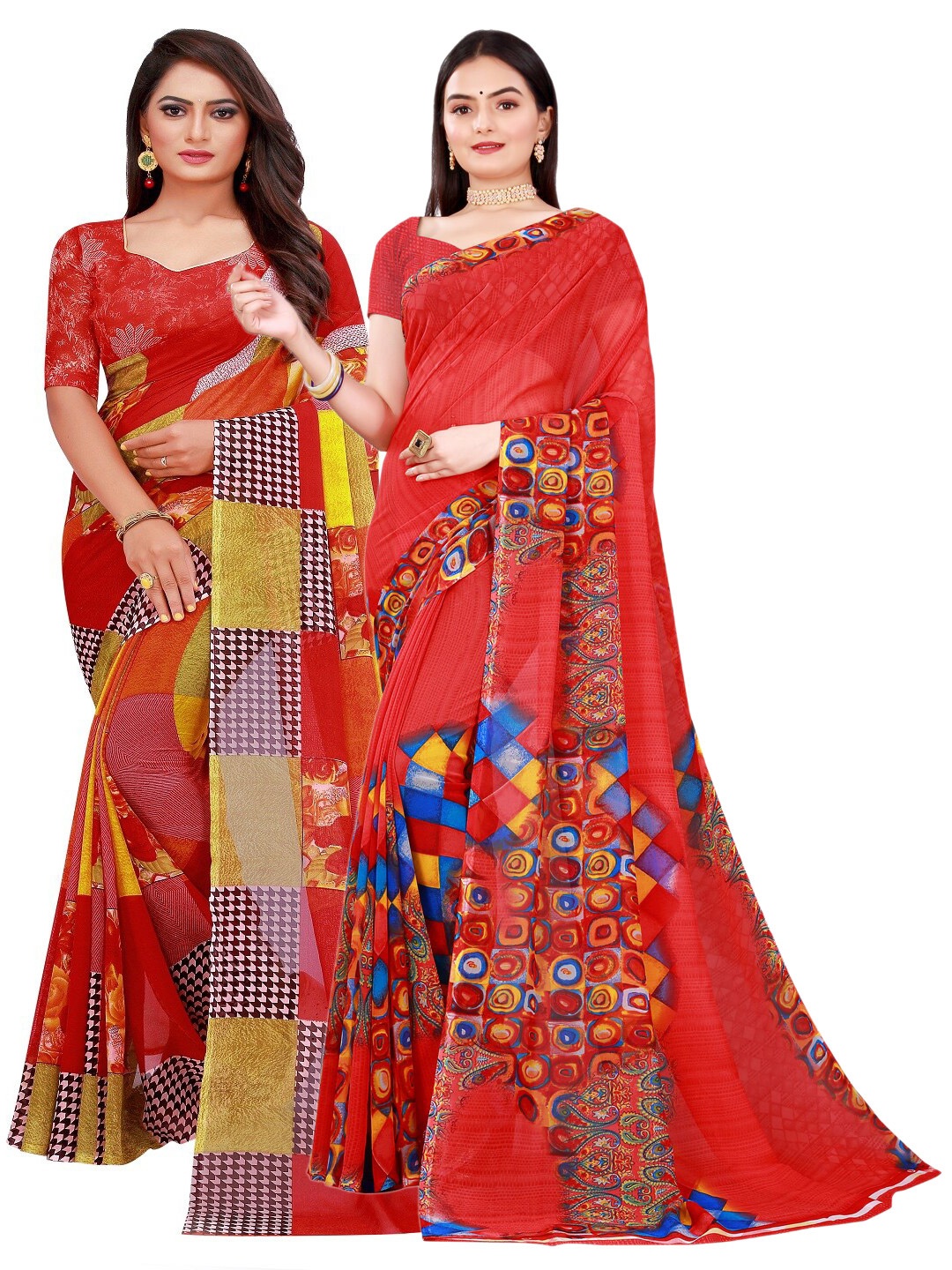 

Florence Red Printed Pure Georgette Saree