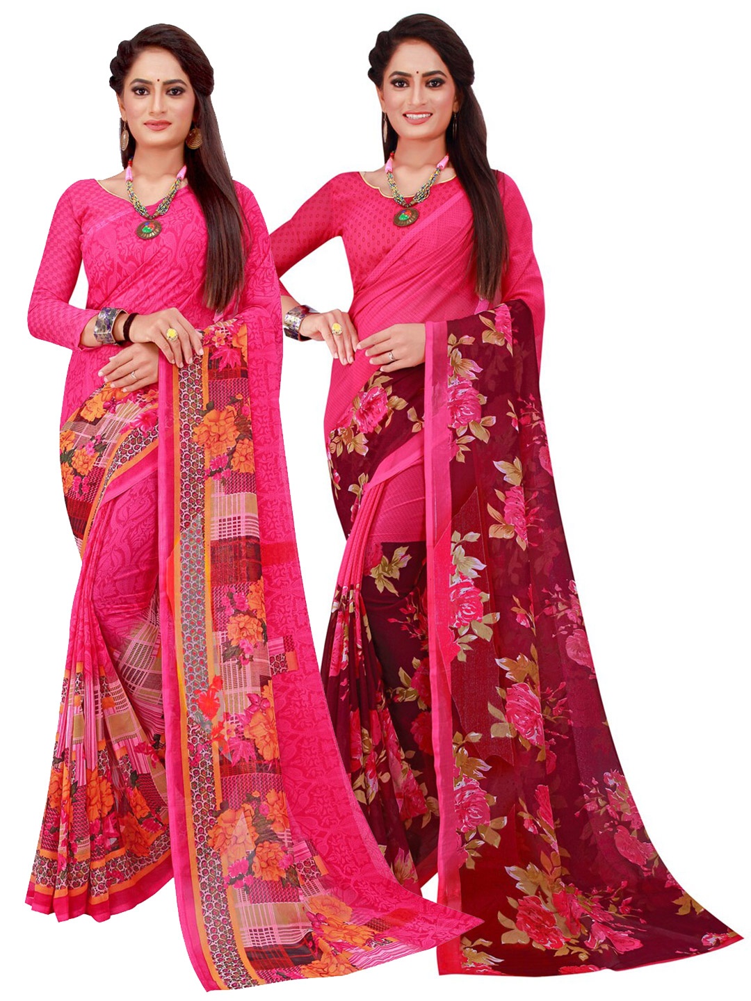 

KALINI Magenta Printed Pure Georgette Saree