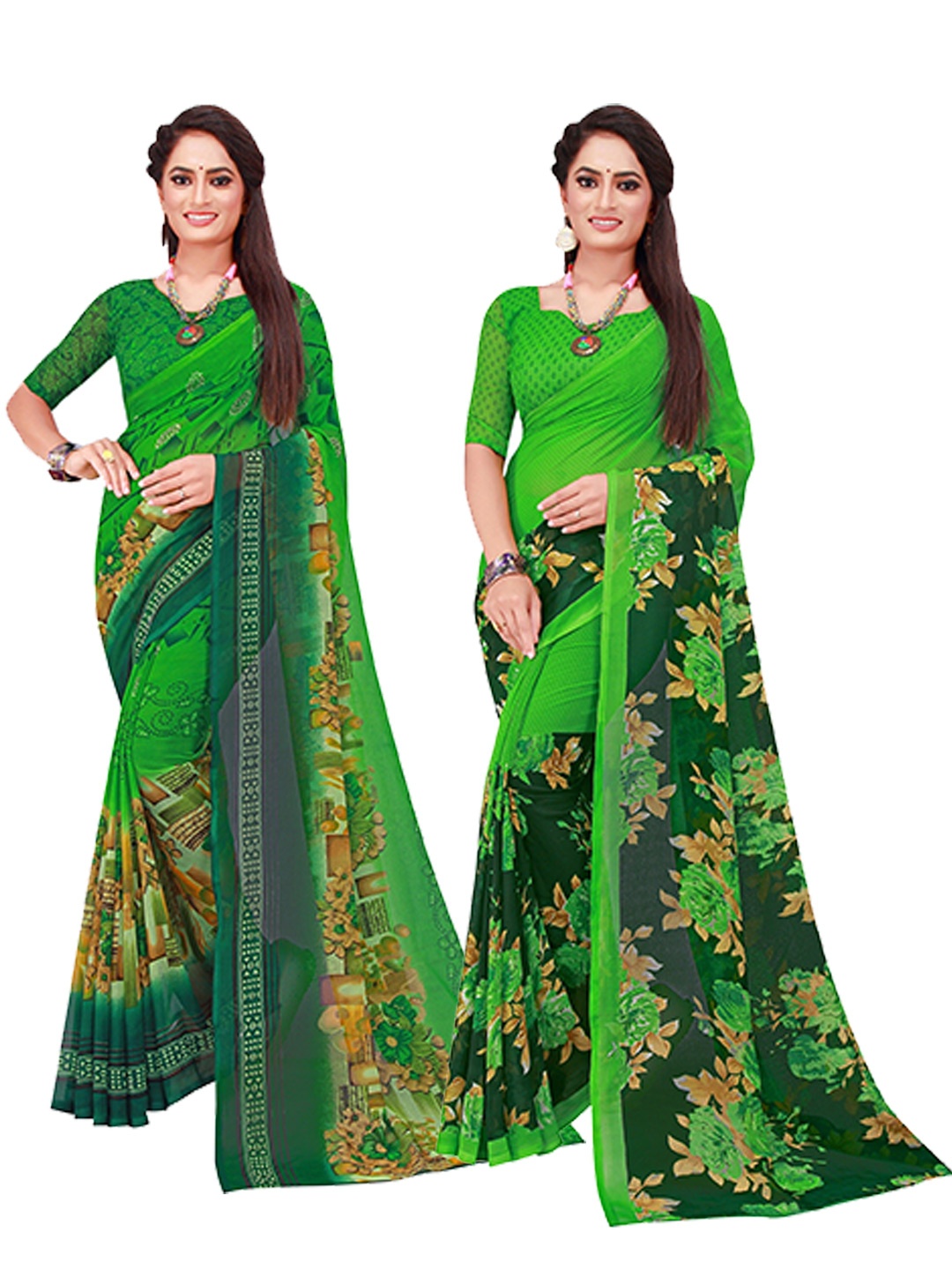 

KALINI Green Printed Pure Georgette Saree