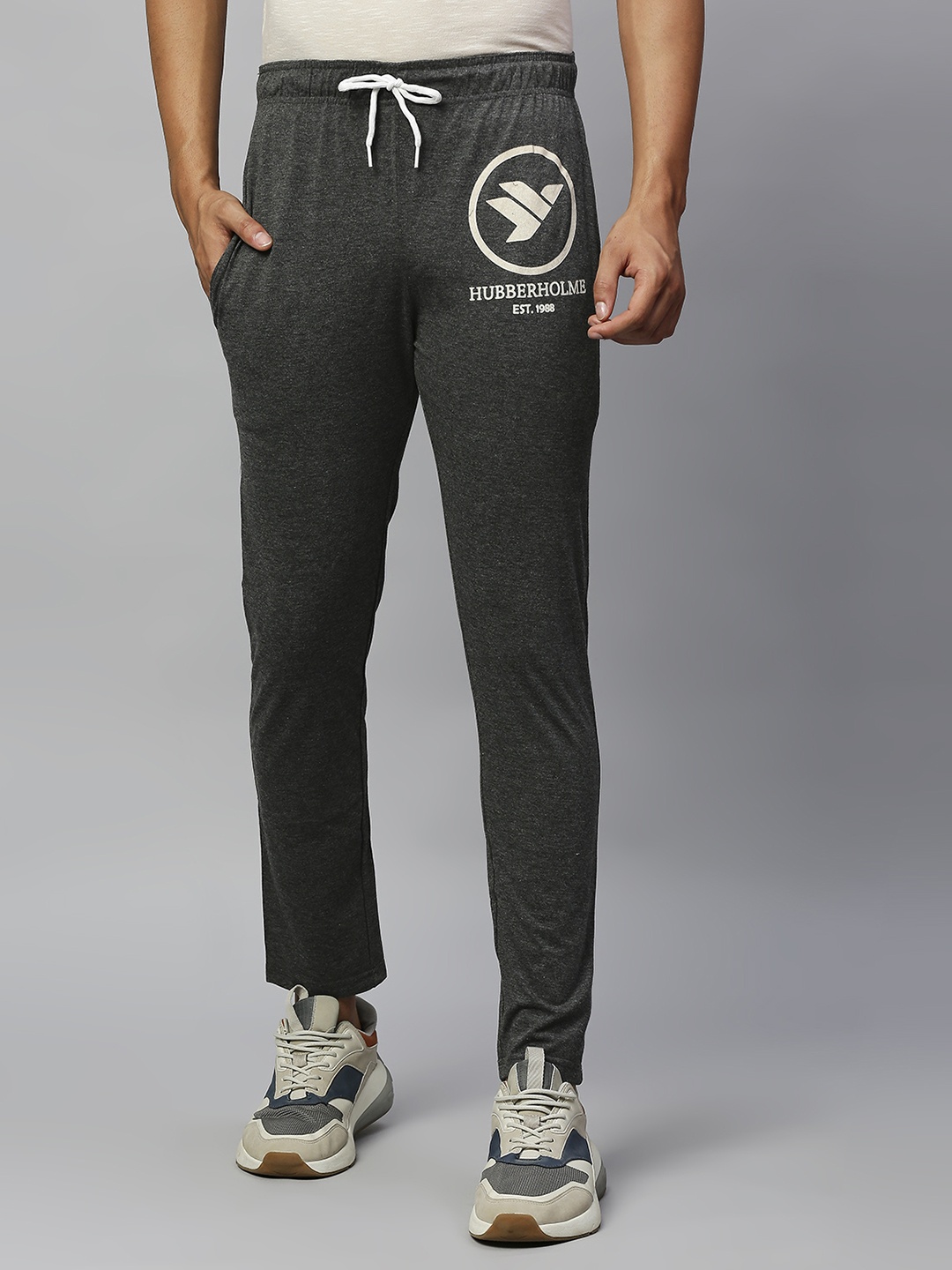 

Hubberholme Men Charcoal Grey Slim Fit Track Pants