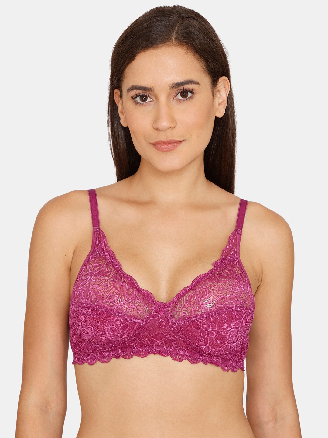 

Rosaline by Zivame Purple Floral Lace T-shirt Bra