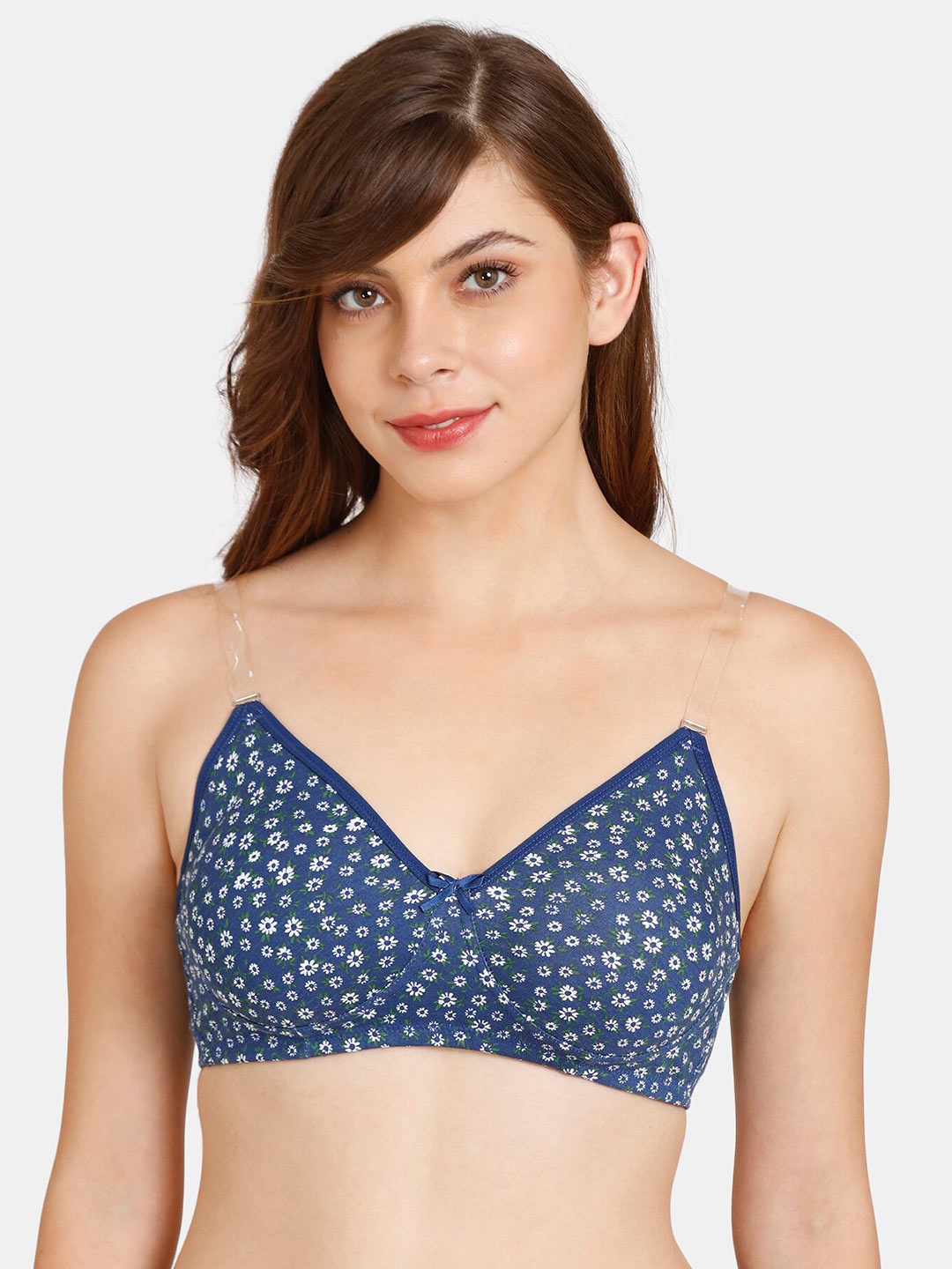 

Rosaline by Zivame Blue & White Abstract Bra