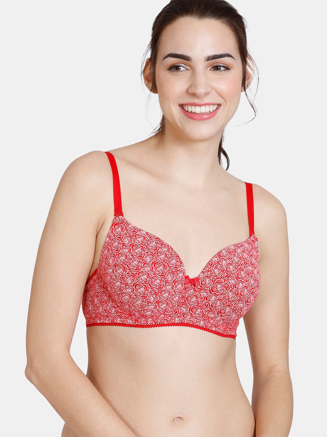 

Rosaline by Zivame Red & White Underwired Medium Coverage T-shirt Bra