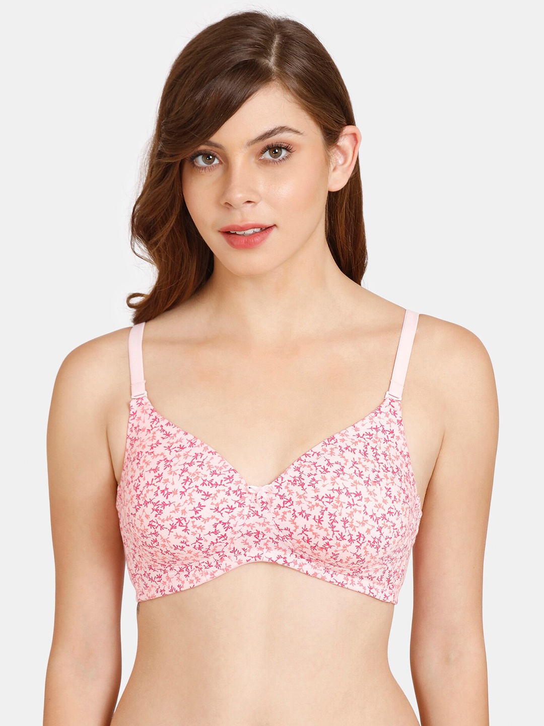 

Rosaline by Zivame Pink & White Floral Bra Lightly Padded