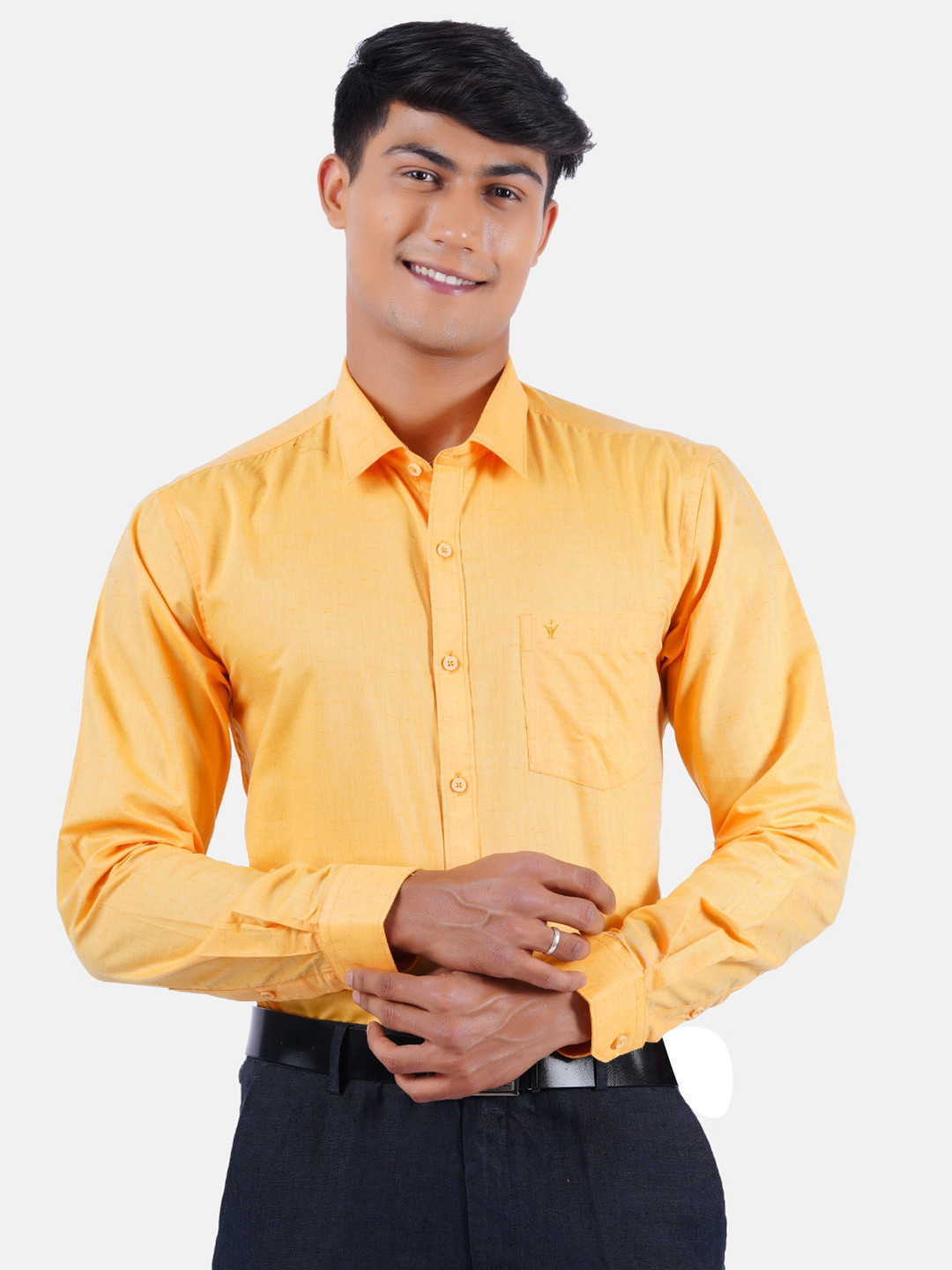 

Ramraj Men Pure Cotton Formal Shirt, Orange