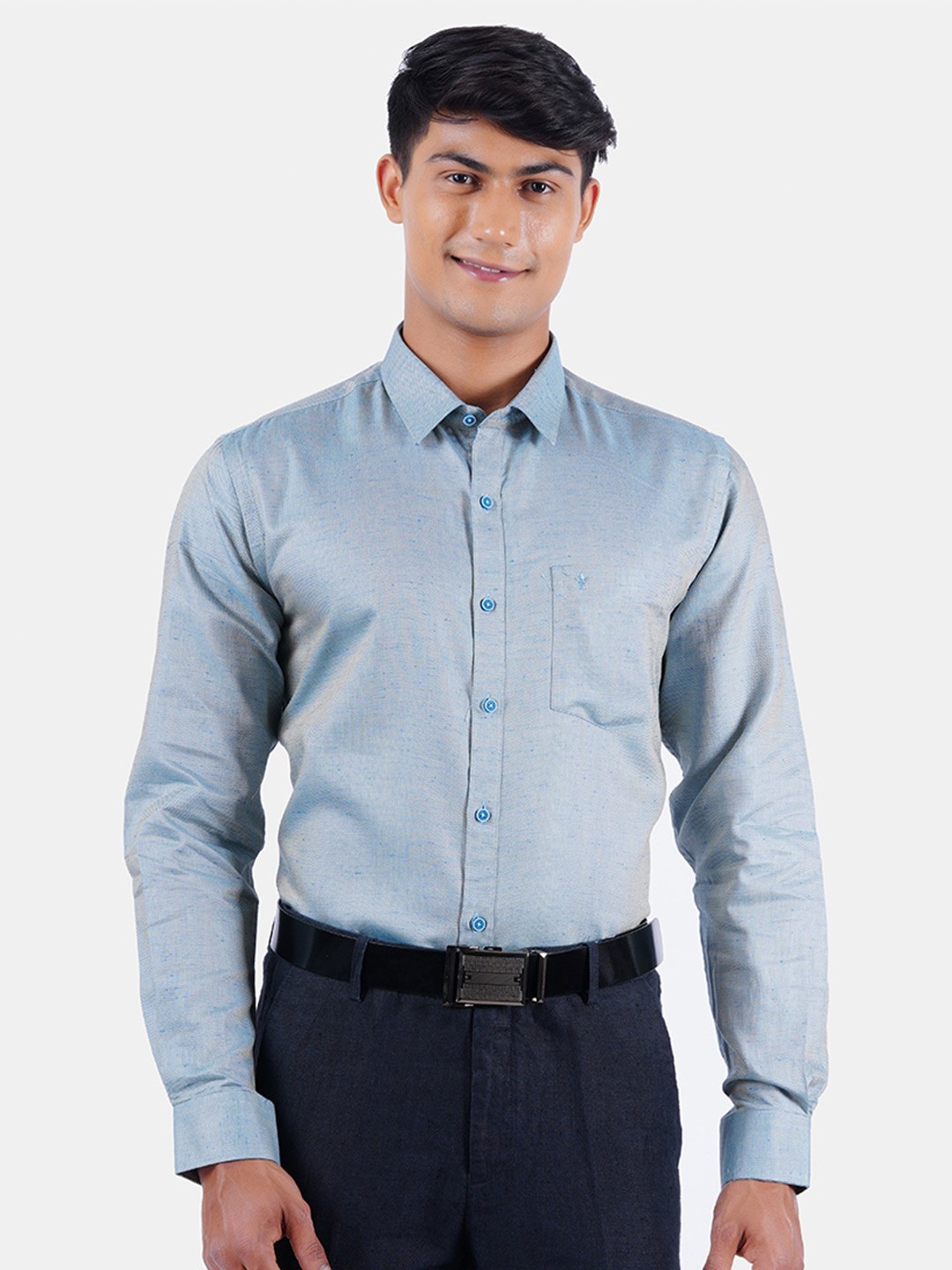 

Ramraj Men Teal Formal Shirt