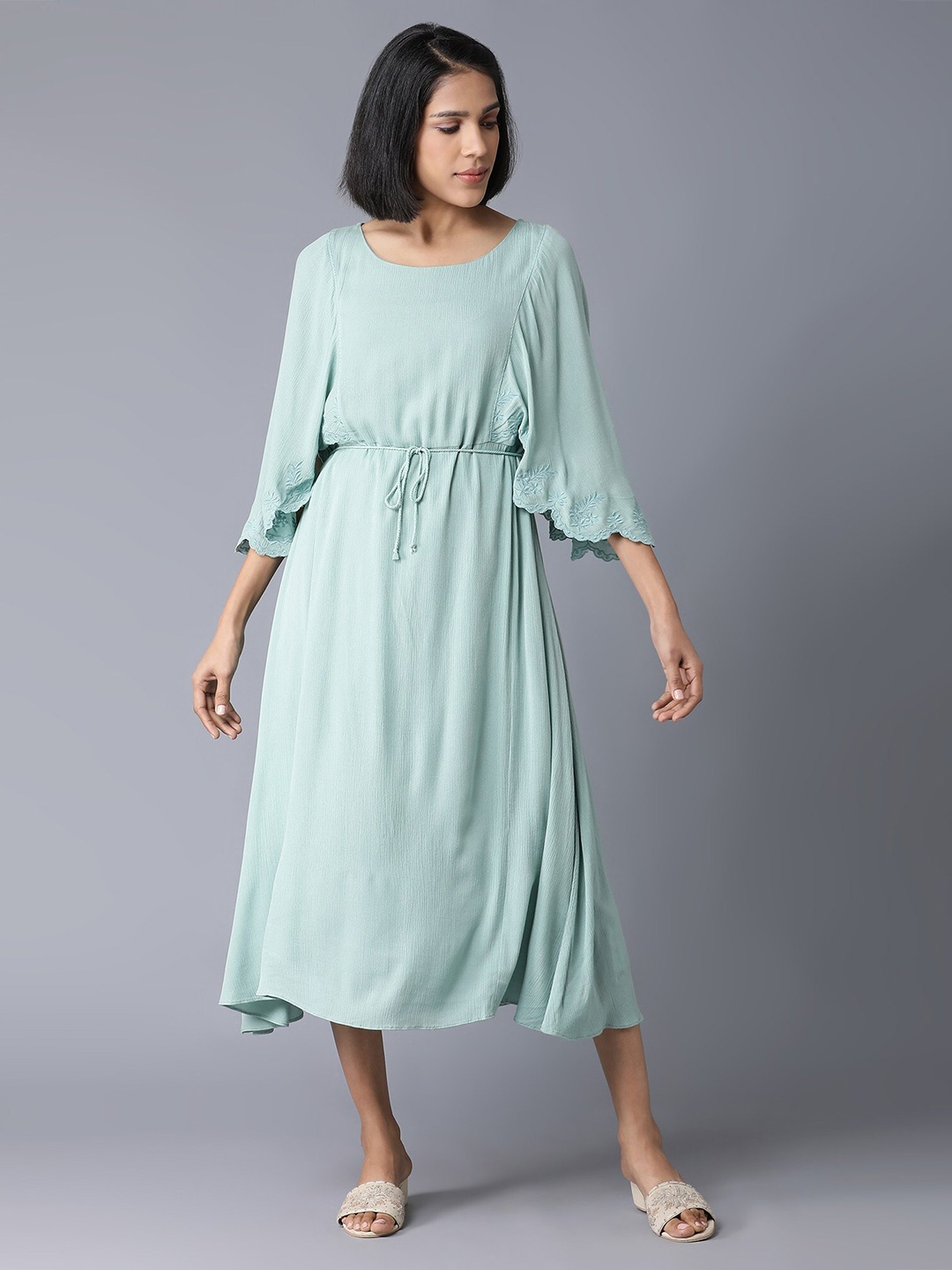 

W Teal A-Line Midi Dress