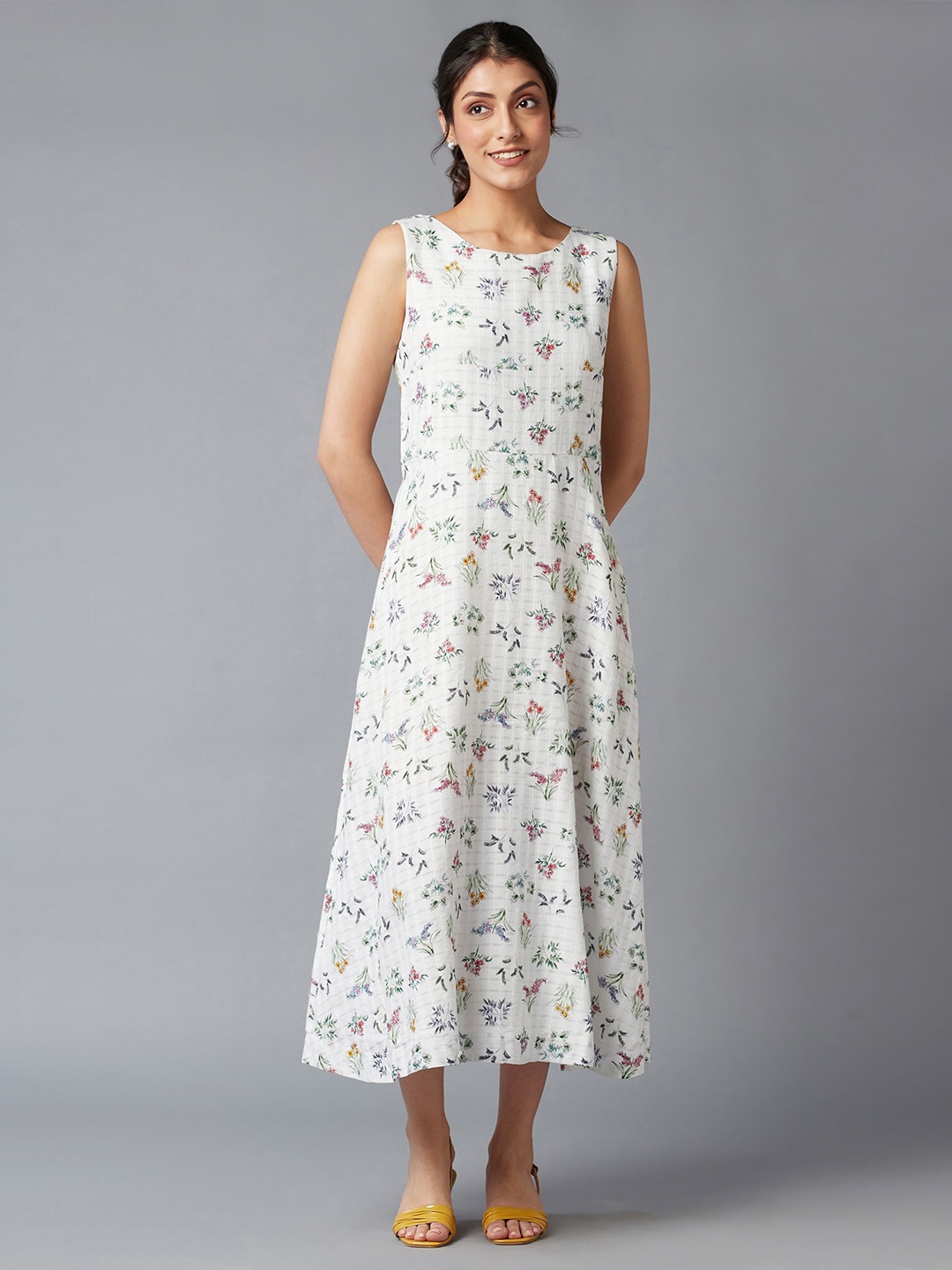 

W Women Floral Printed Midi Dress, White