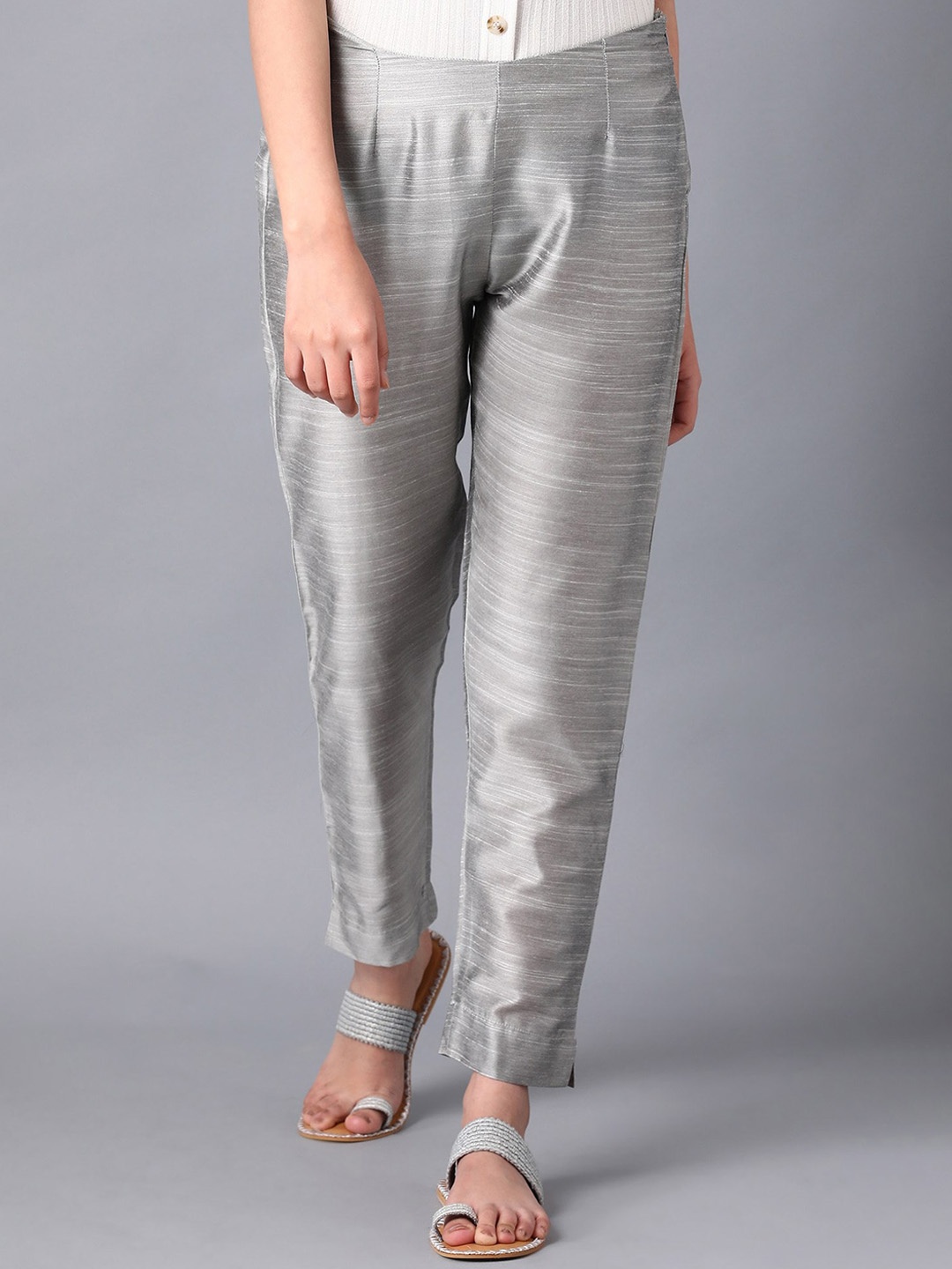 

W Women Slim Fit Trousers, Silver