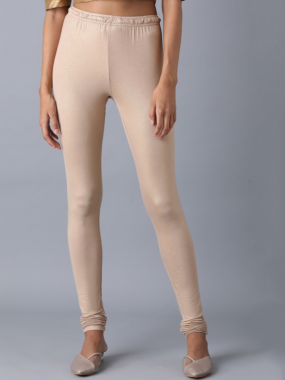 

W Beige Knitted Ankle-Length Leggings