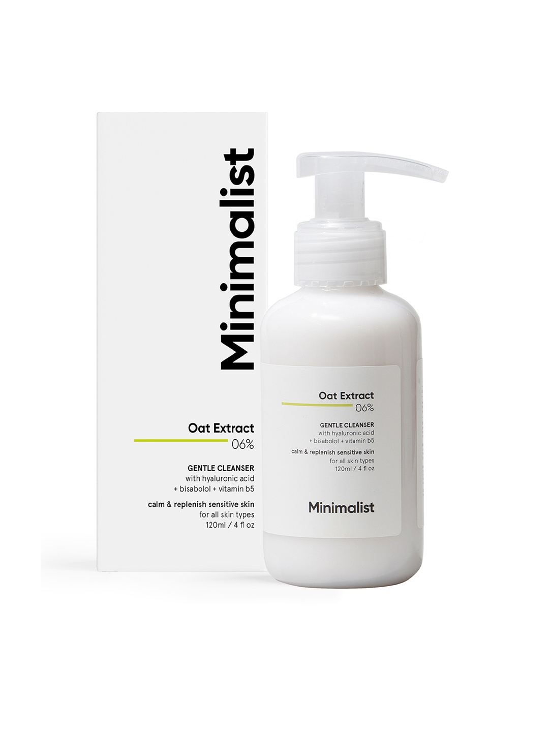 

Minimalist 6% Oat Extract Gentle Cleanser with Hyaluronic Acid for Sensitive Skin - 120 ml, White