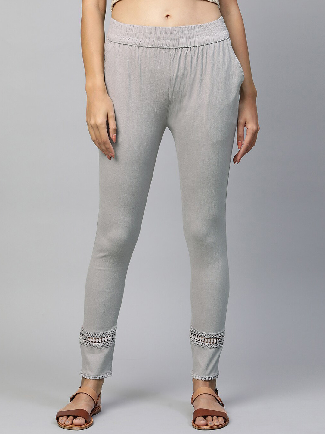 

FASHOR Women Grey Comfort Skinny Fit Trousers