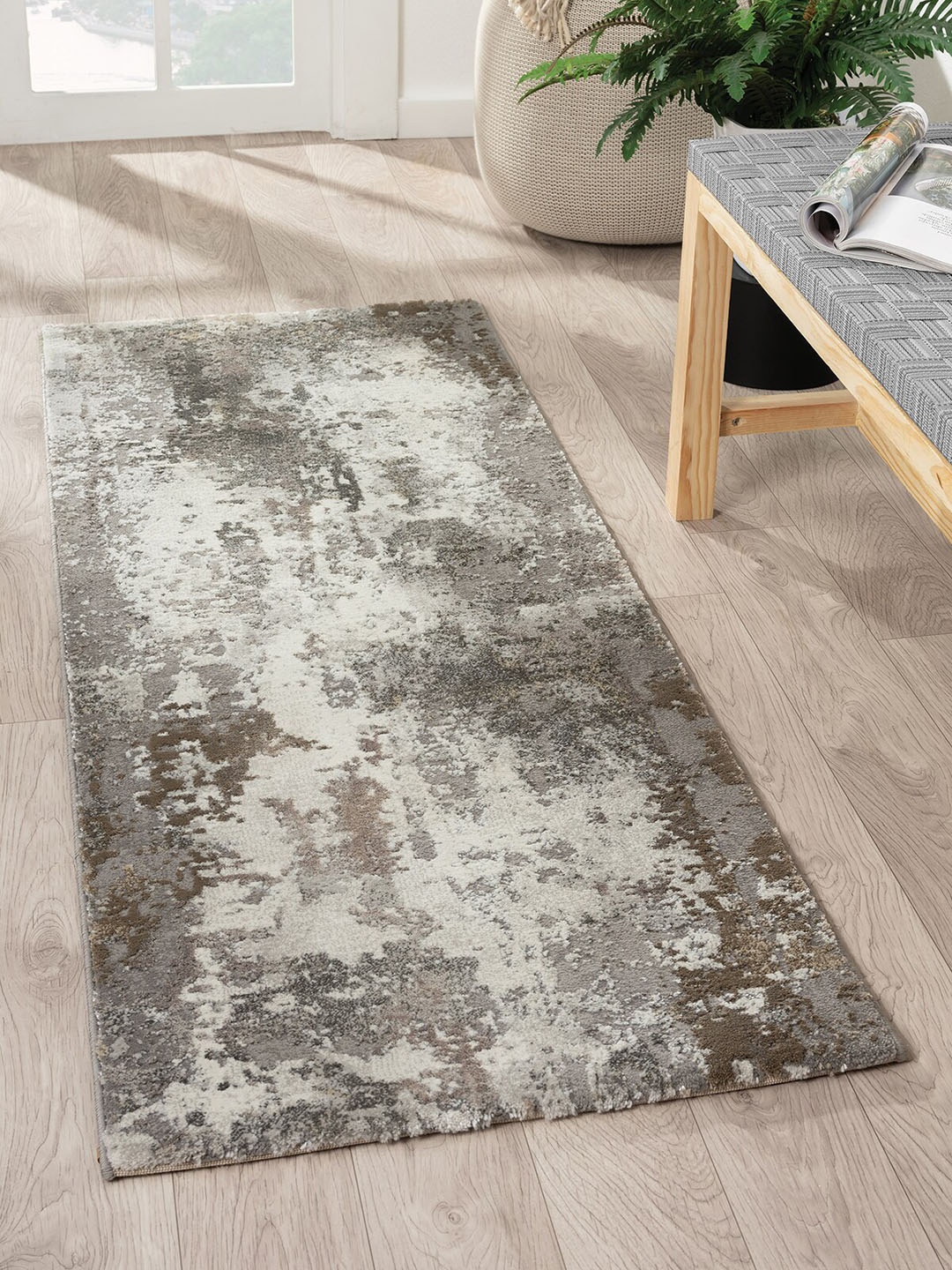 

OBSESSIONS Grey Abstract Floor Runner