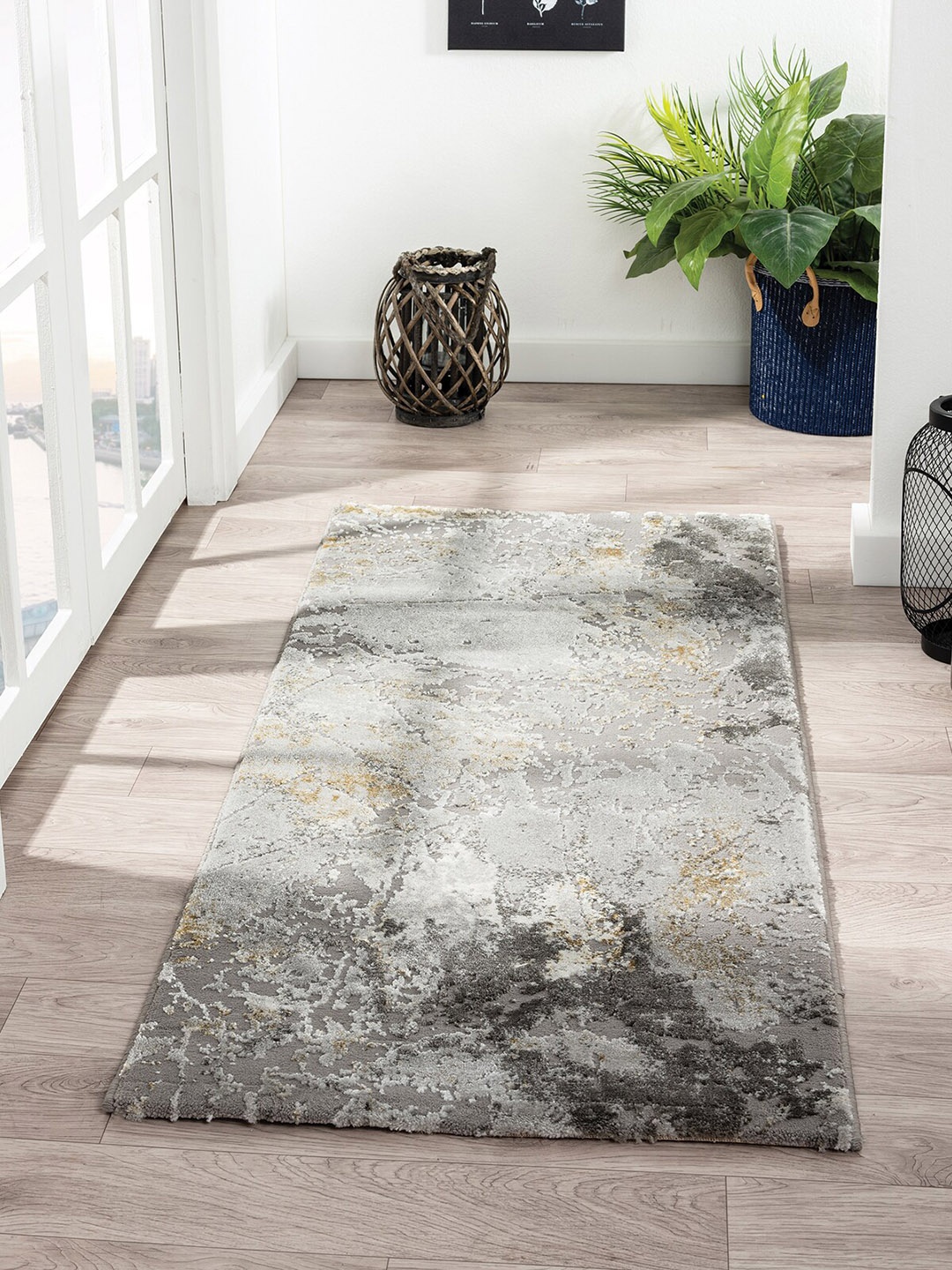 

OBSESSIONS Grey Abstract Floor Runner