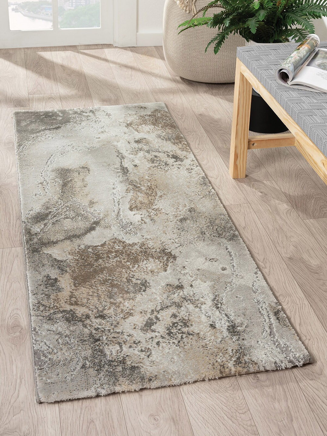 

OBSESSIONS Grey Abstract Floor Runner