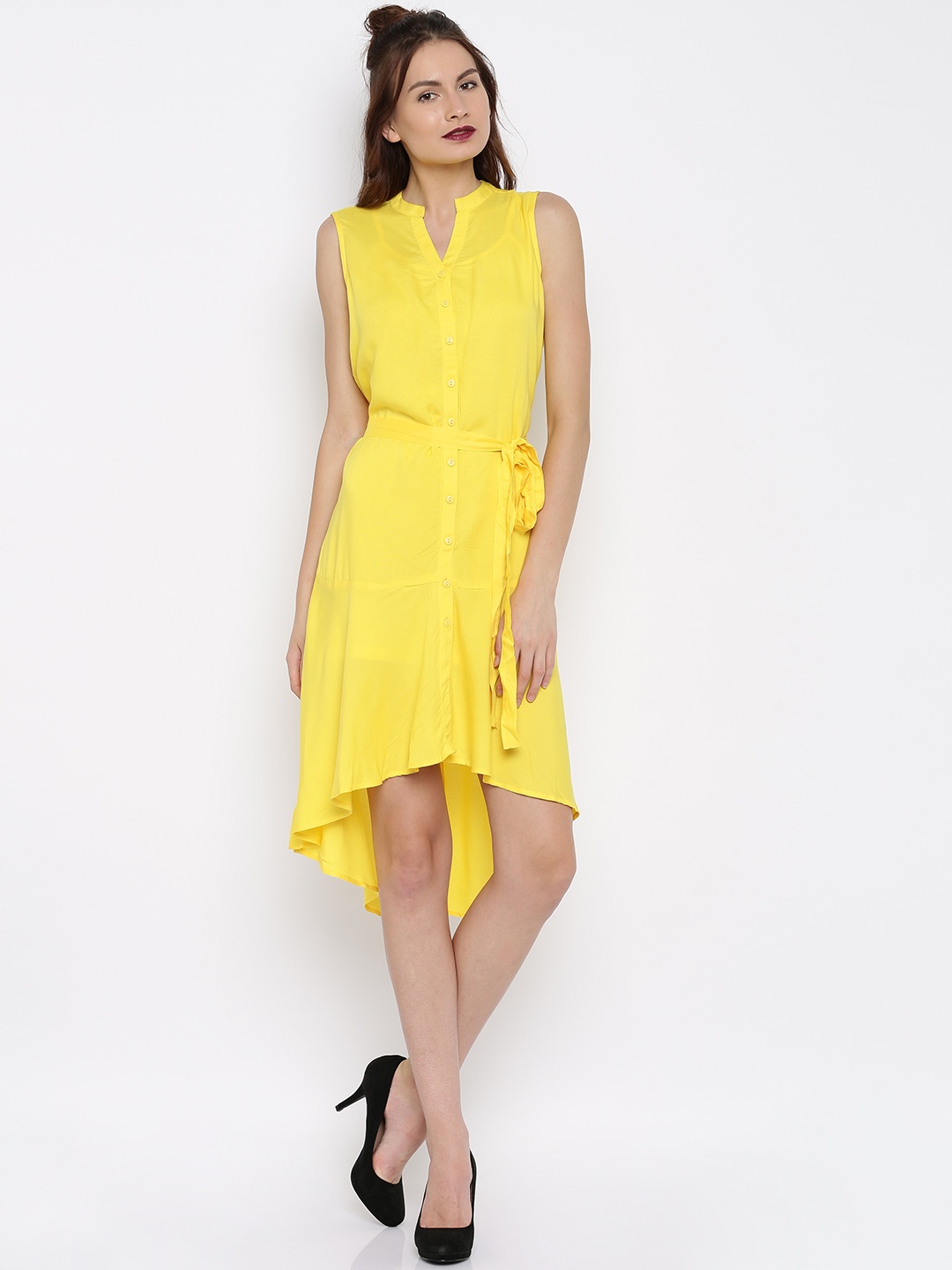

AND Women Yellow Solid Shirt Dress