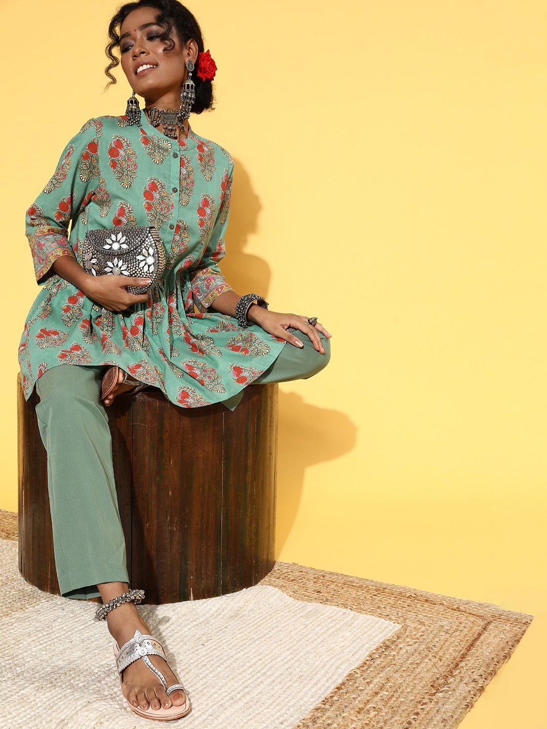 

ZOLA Pure Cotton Printed Lightweight Tunic, Green