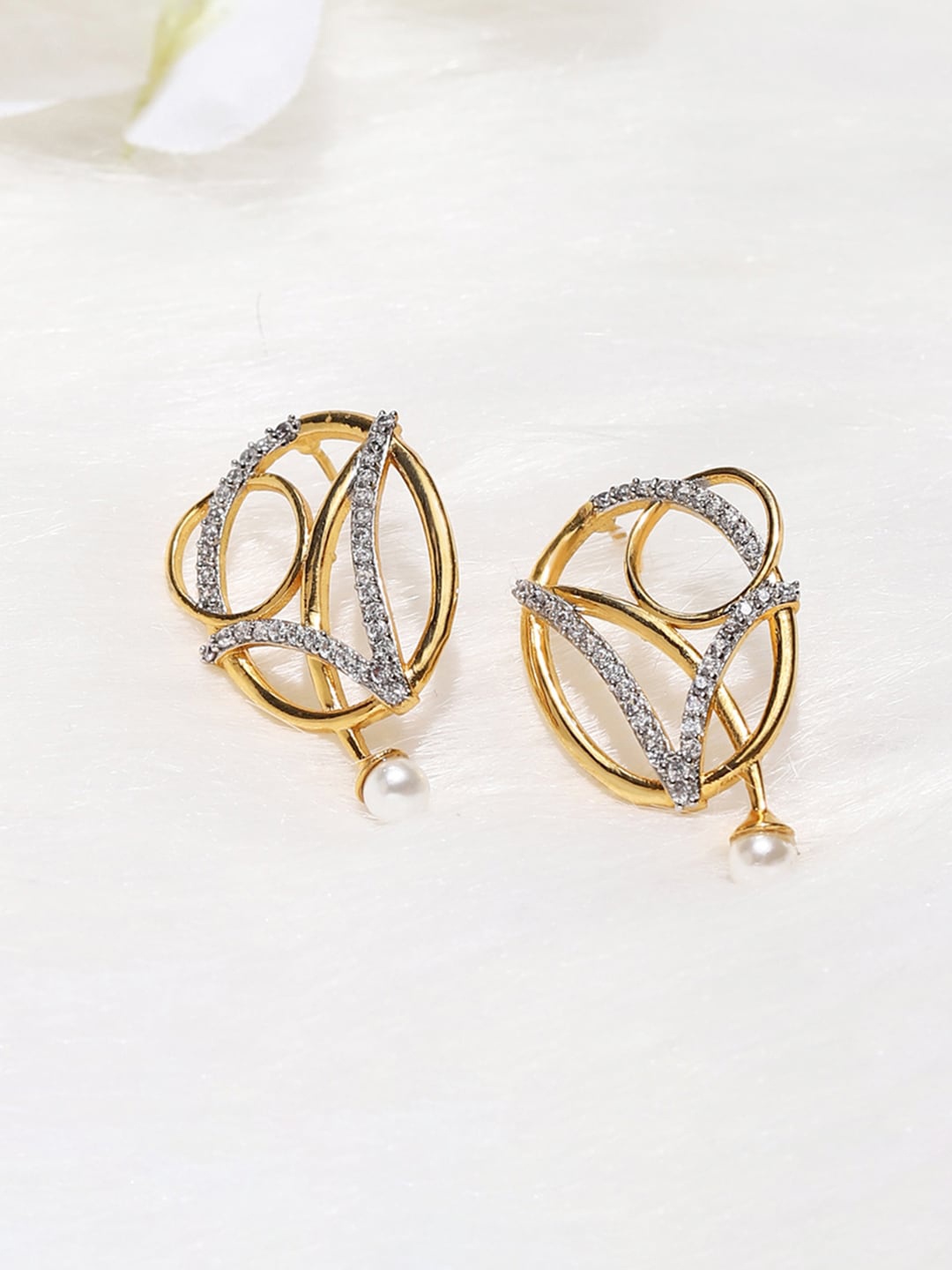 

Voylla Women Gold-Toned American Diamond CZ Drop Earrings