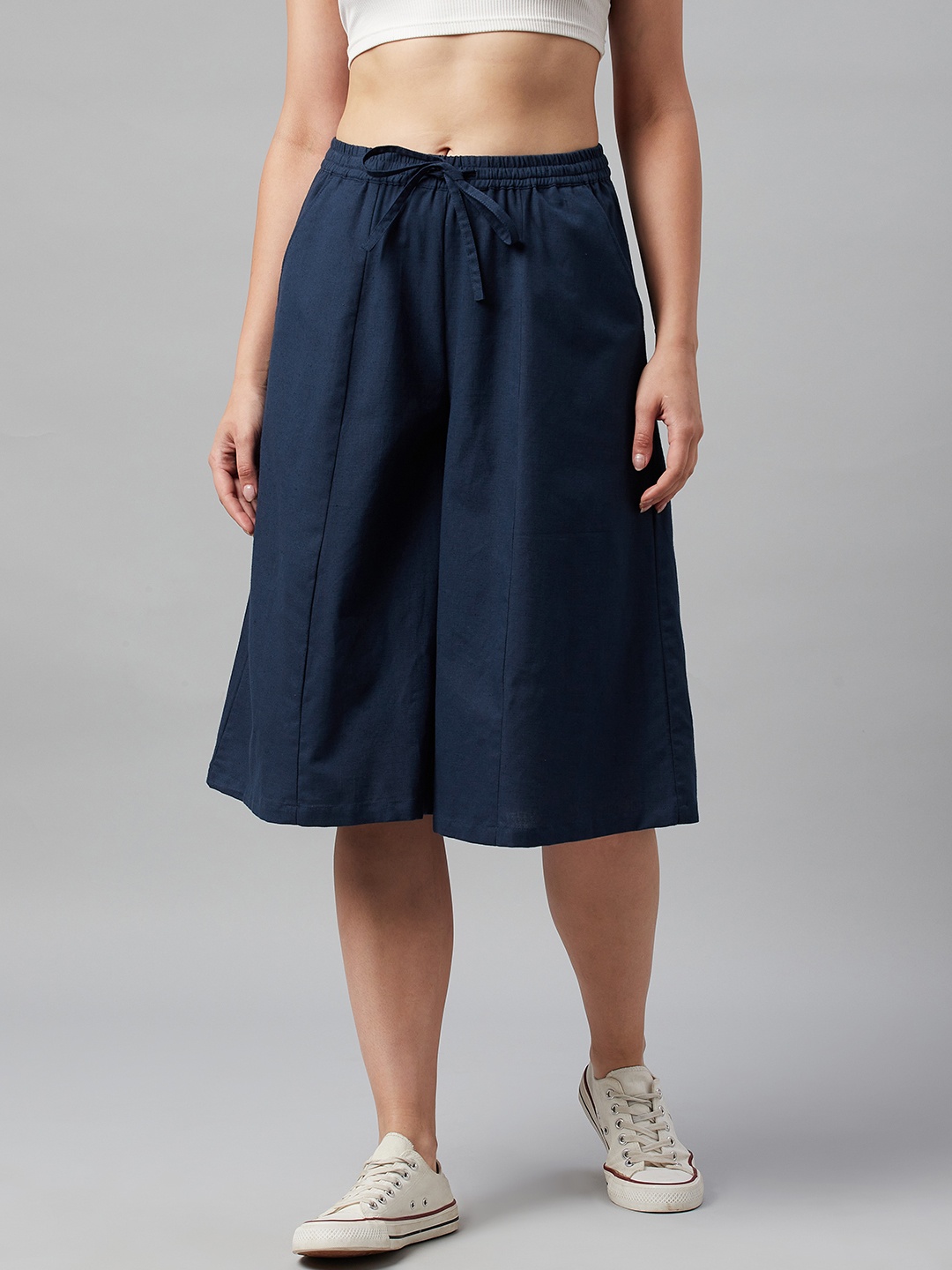 

Ayaany Women Navy Blue Original Flared Culottes Trousers