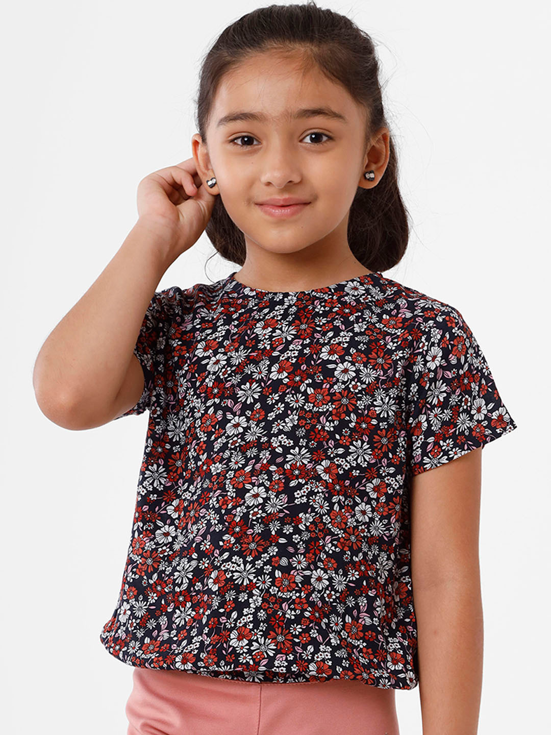 

De Moza Black Floral Print Top