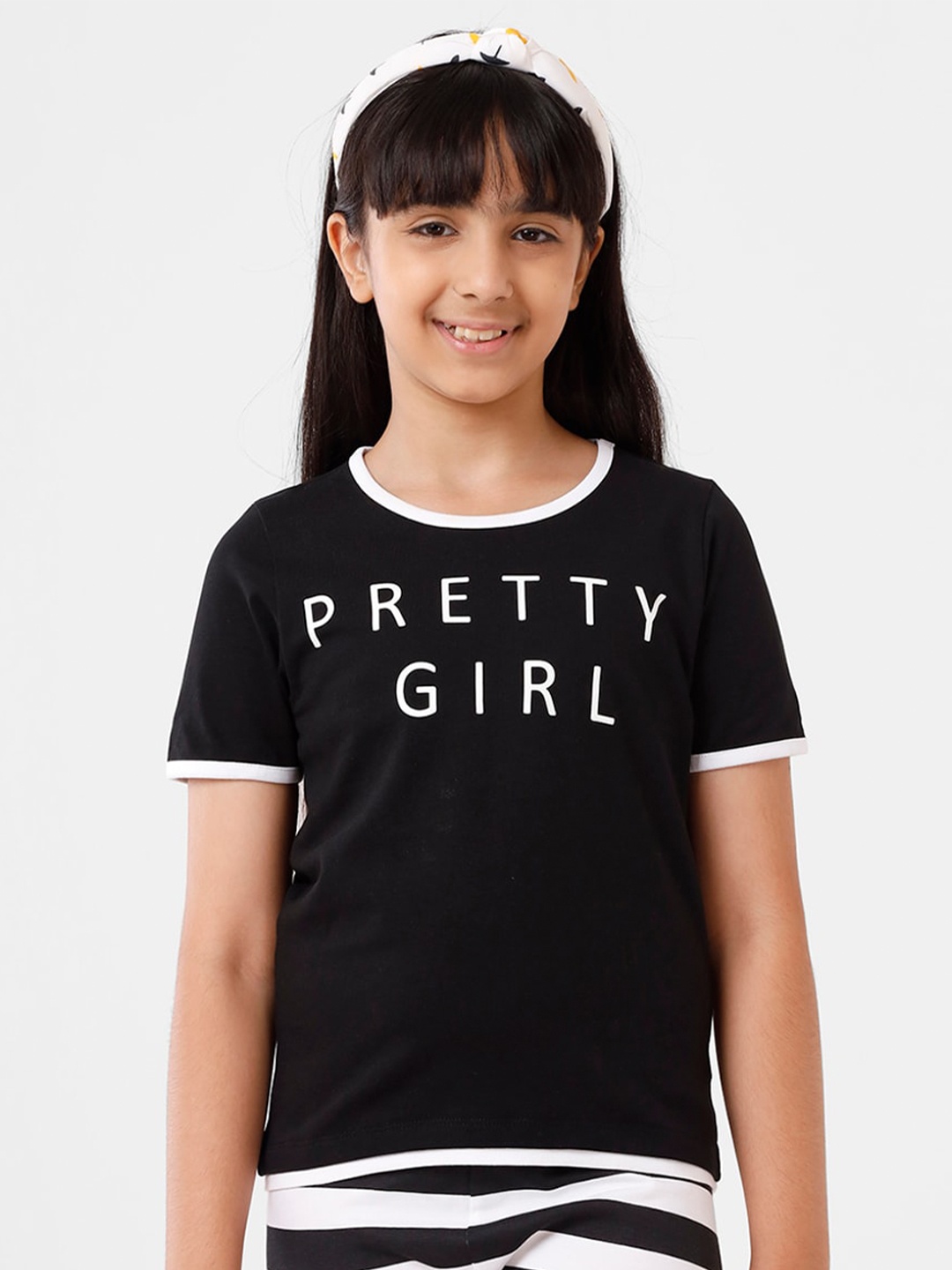 

De Moza Kids Girls Black Typography Print Top