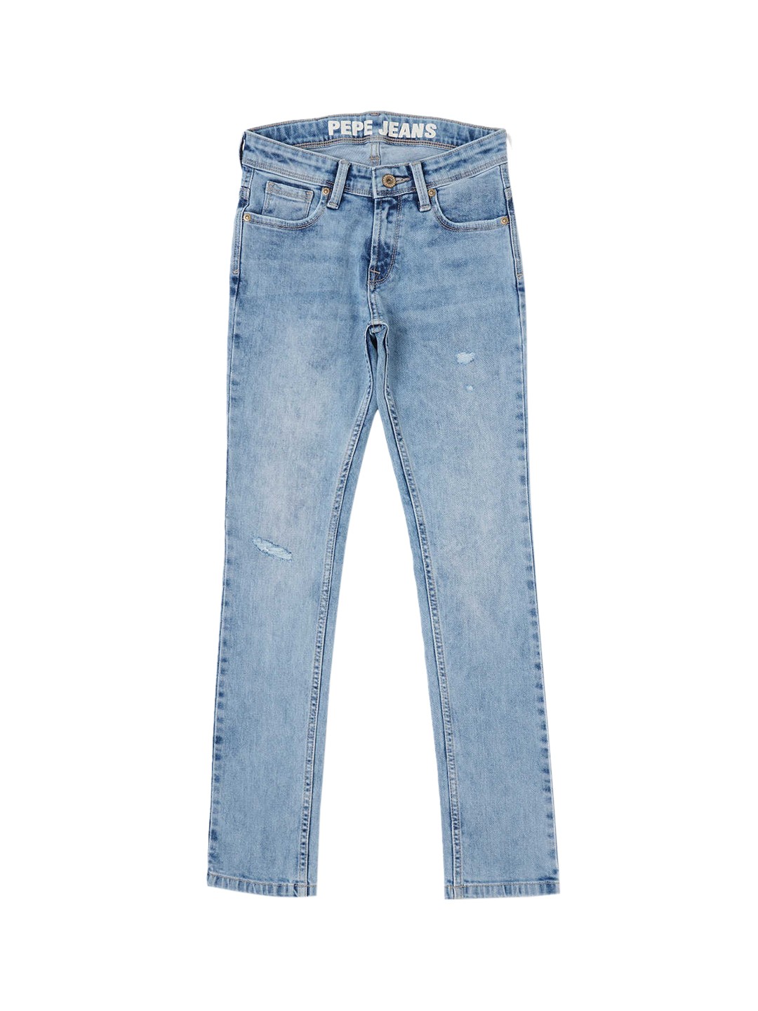 

Pepe Jeans Boys Slim Fit Mildly Distressed Heavy Fade Stretchable Jeans, Blue