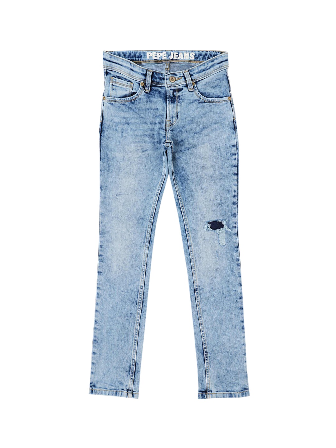 

Pepe Jeans Boys Slim Fit Mildly Distressed Heavy Fade Jeans, Blue