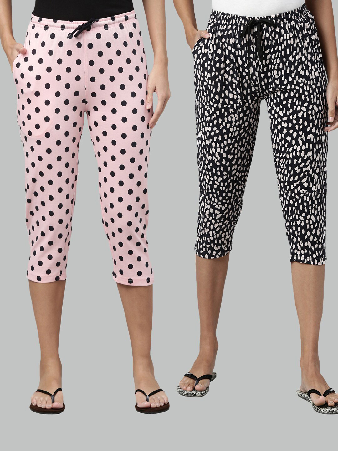 

Kryptic Women Pack Of 2 Pure Cotton Capris, Fuchsia