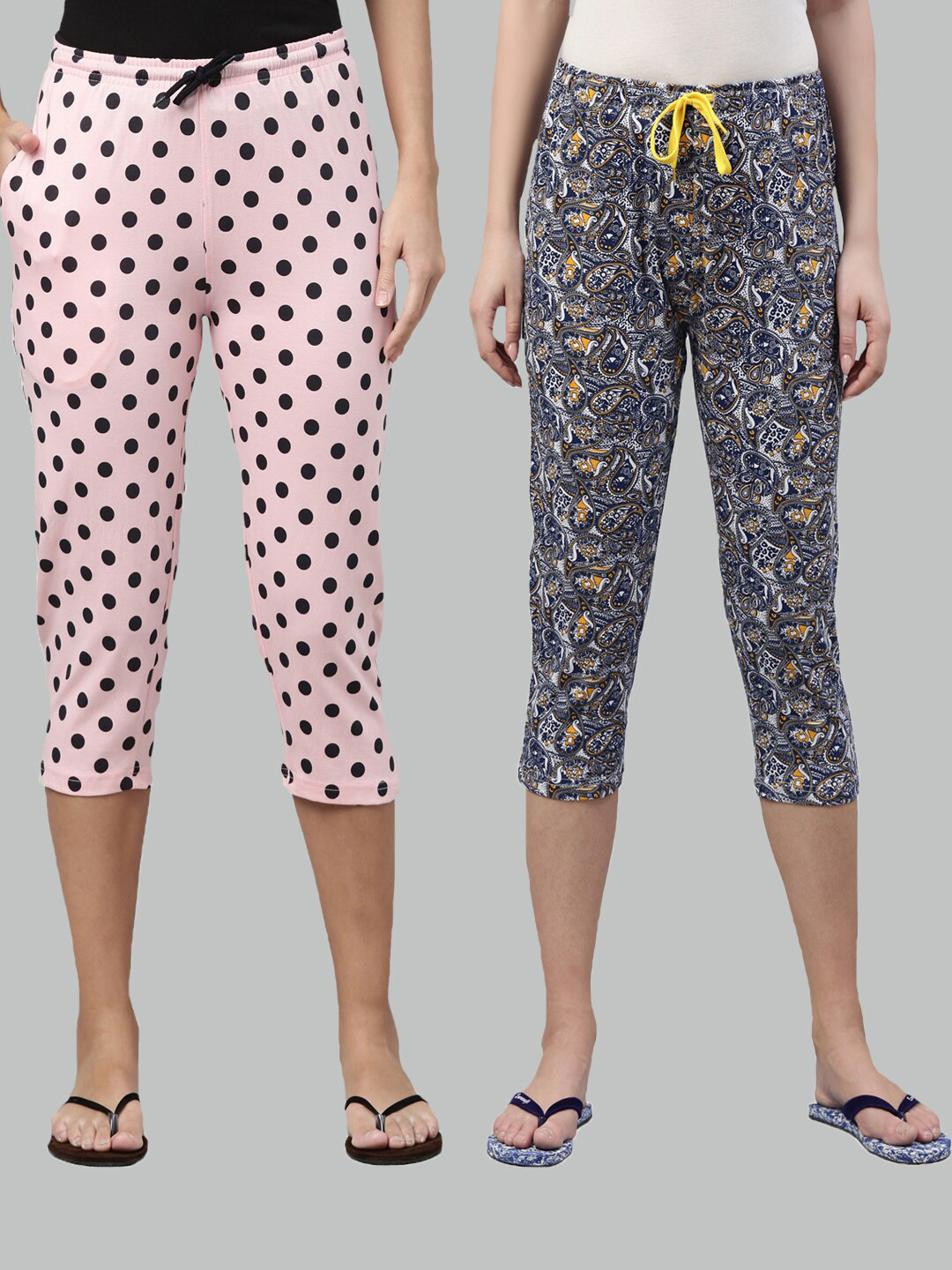 

Kryptic Women Pack Of 2 Pure Cotton Capris, Pink