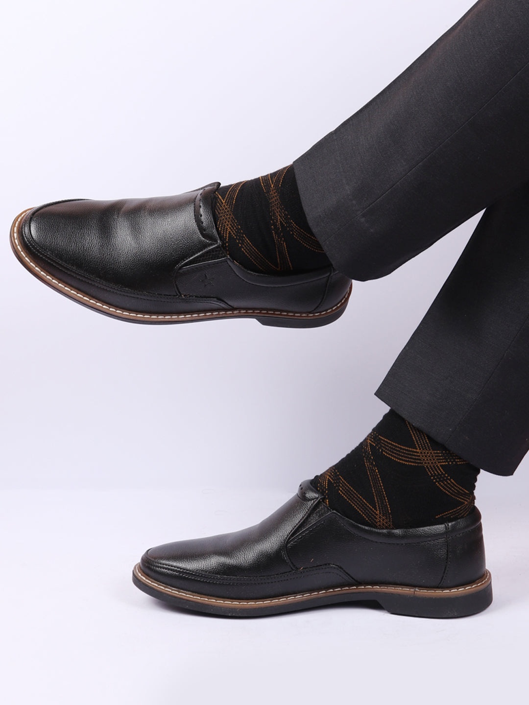 

FAUSTO Men Black Solid PU Slip-On Shoes