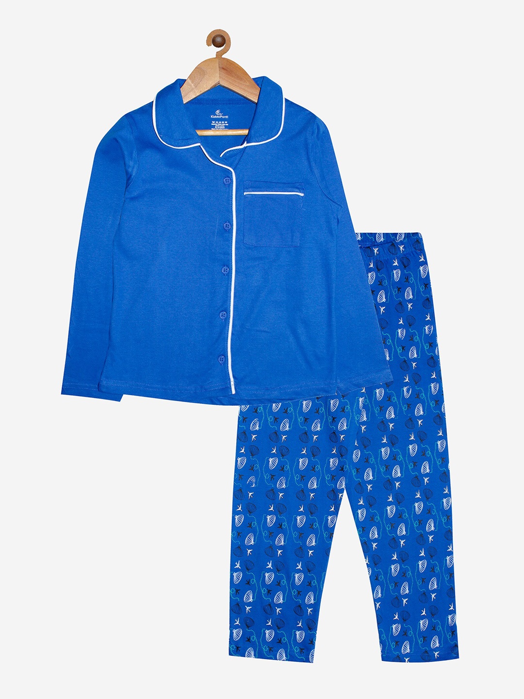 

KiddoPanti Girls Blue Pure Cotton Night suit