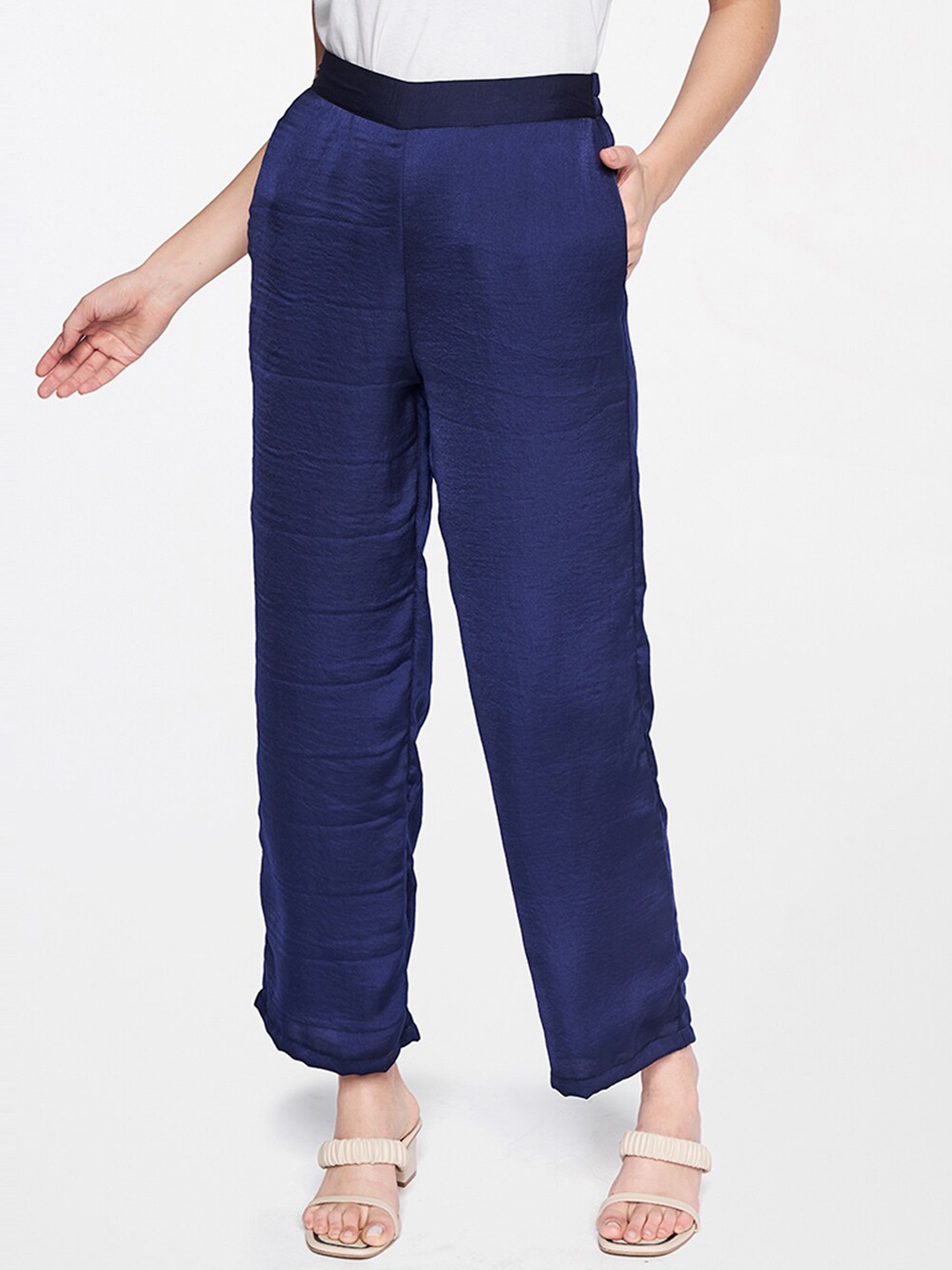 

AND Women Navy Blue Relaxed Trousers