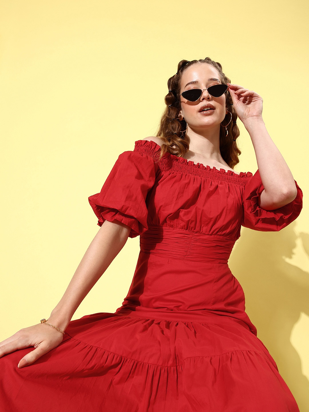 

QUIERO Women Red Solid Sundress