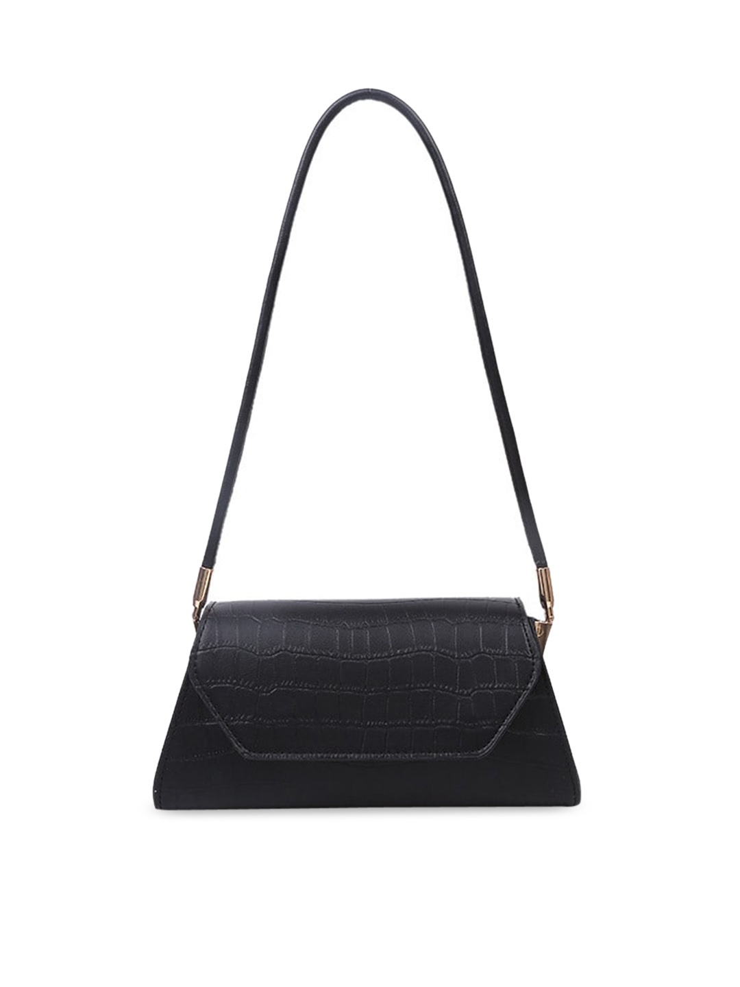 

Palay Black Leather Structured Shoulder Bag with Fringed