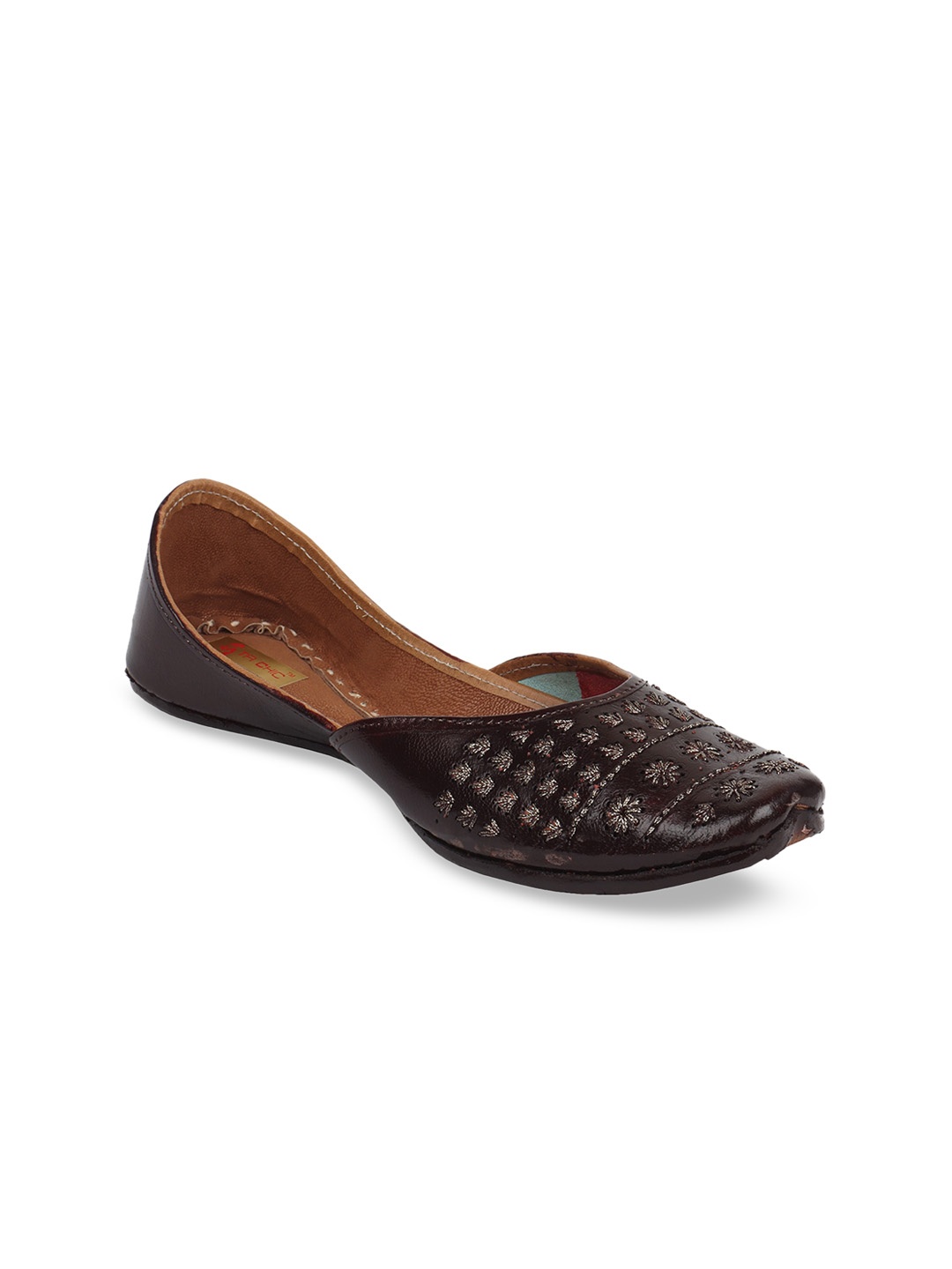

Ta Chic Women Brown Embellished Leather Ethnic Flats