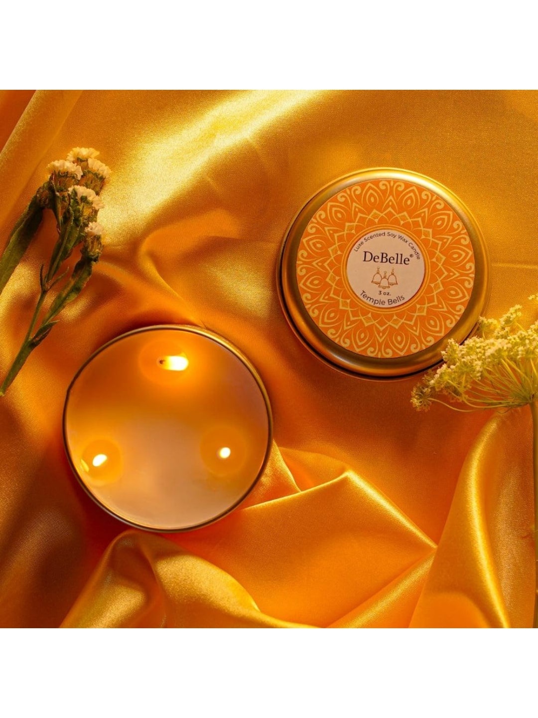 

DeBelle Yellow Scented Soy Wax Candle- Temple Bells