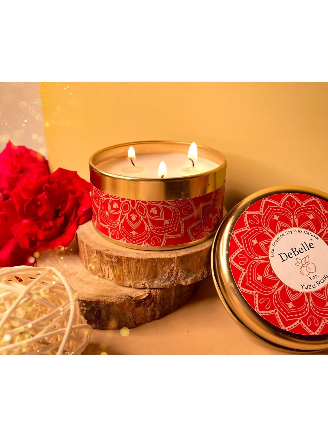 

DeBelle Red & Gold-Toned Wax Scented Candle - Yuzu Rose