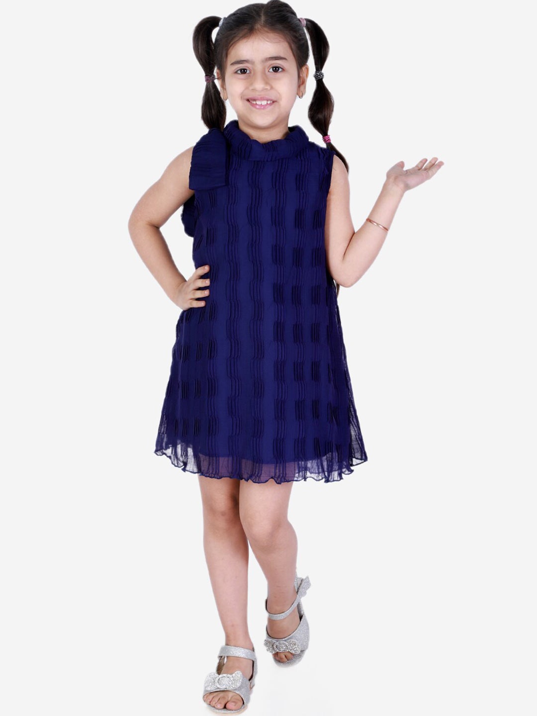 

KidsDew Girls Blue Georgette A-Line Dress