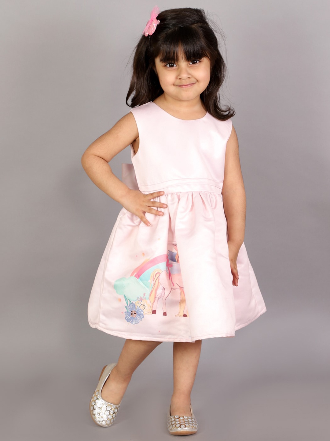 

KidsDew Girls Pink Printed Midi Dress