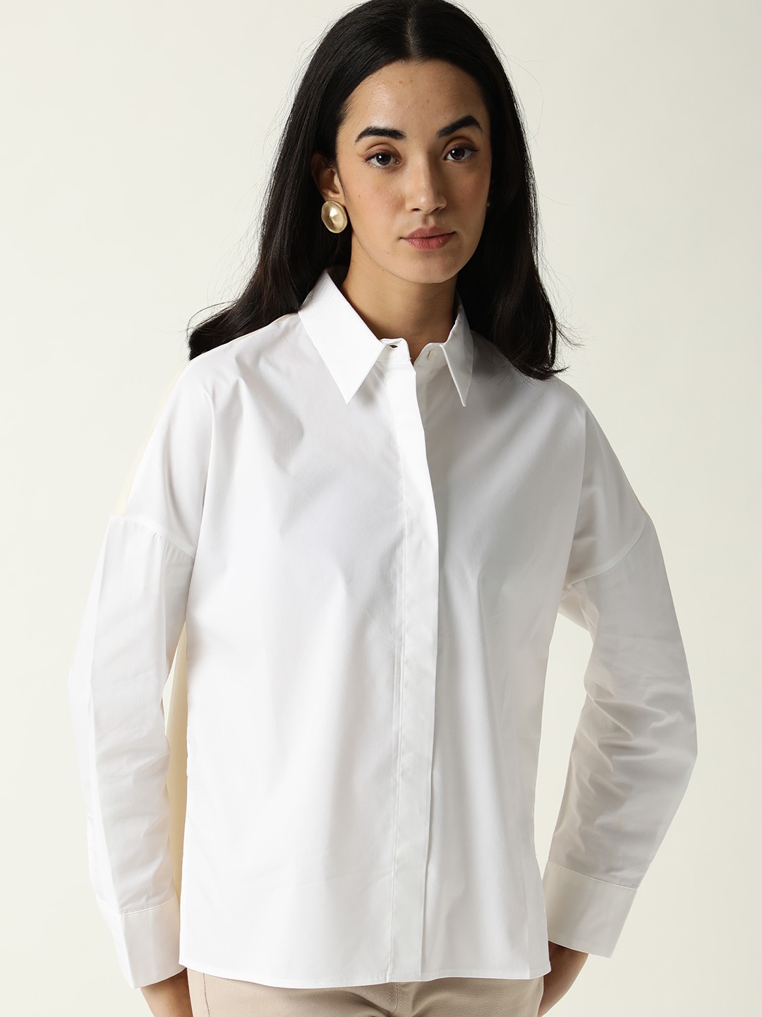 

RAREISM Women White & Cream-Coloured Shirt Style Top