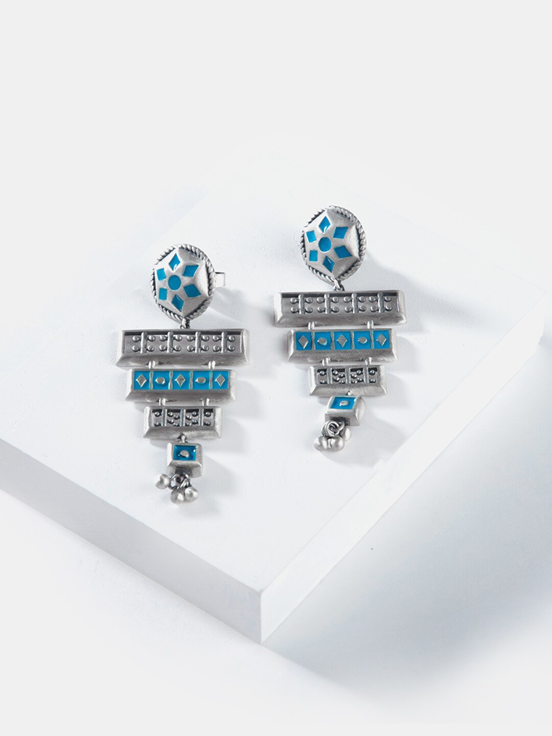 

SHAYA Silver-Toned Contemporary Studs Earrings