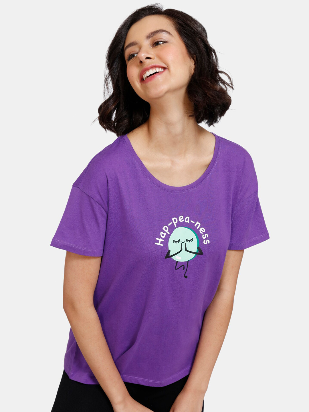 

Zivame Women Purple Typography Printed Top