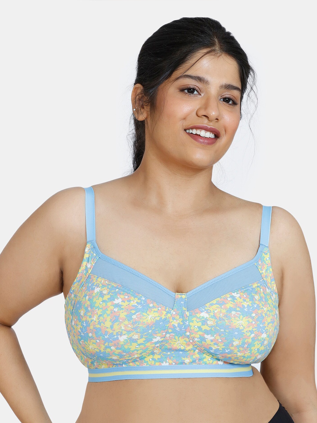 

Zivame Blue & Yellow Floral Full Coverage Printed Bra