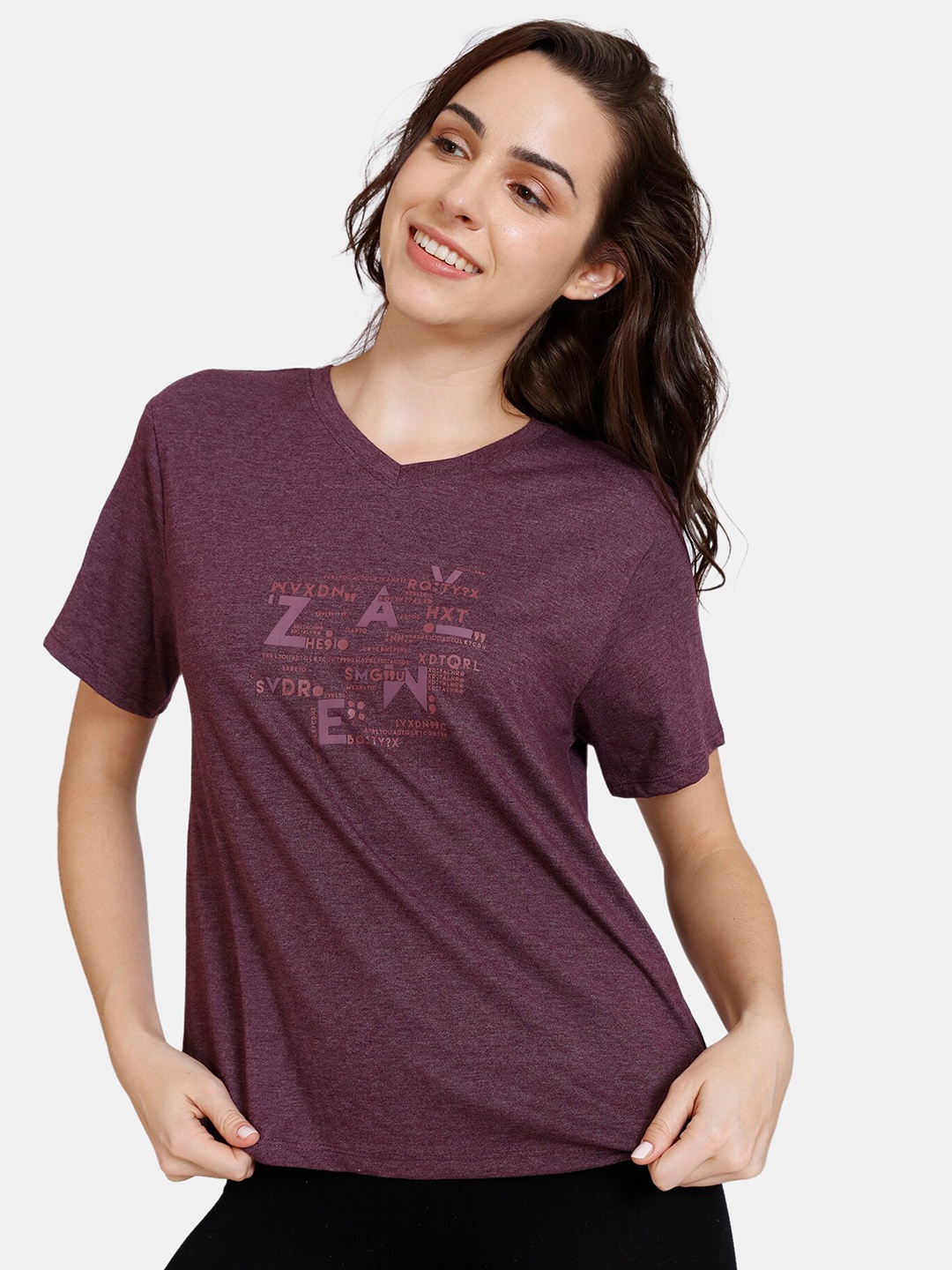 

Zivame Women Purple Typography Print Top
