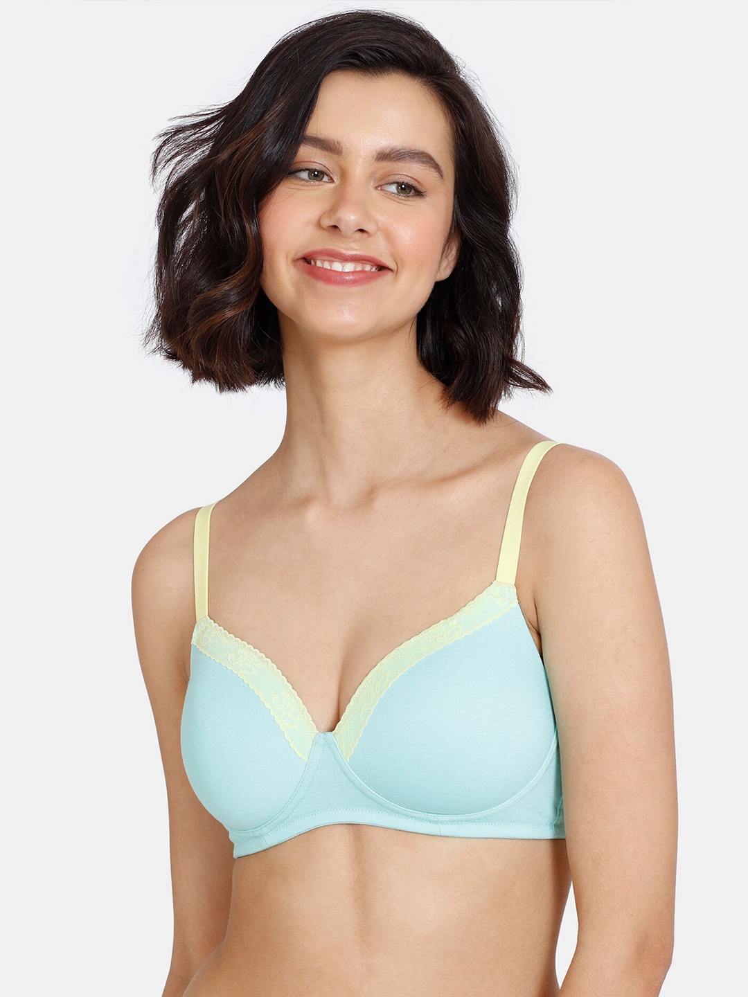 

Zivame Blue & Yellow Lightly Padded Non-Wired Bra