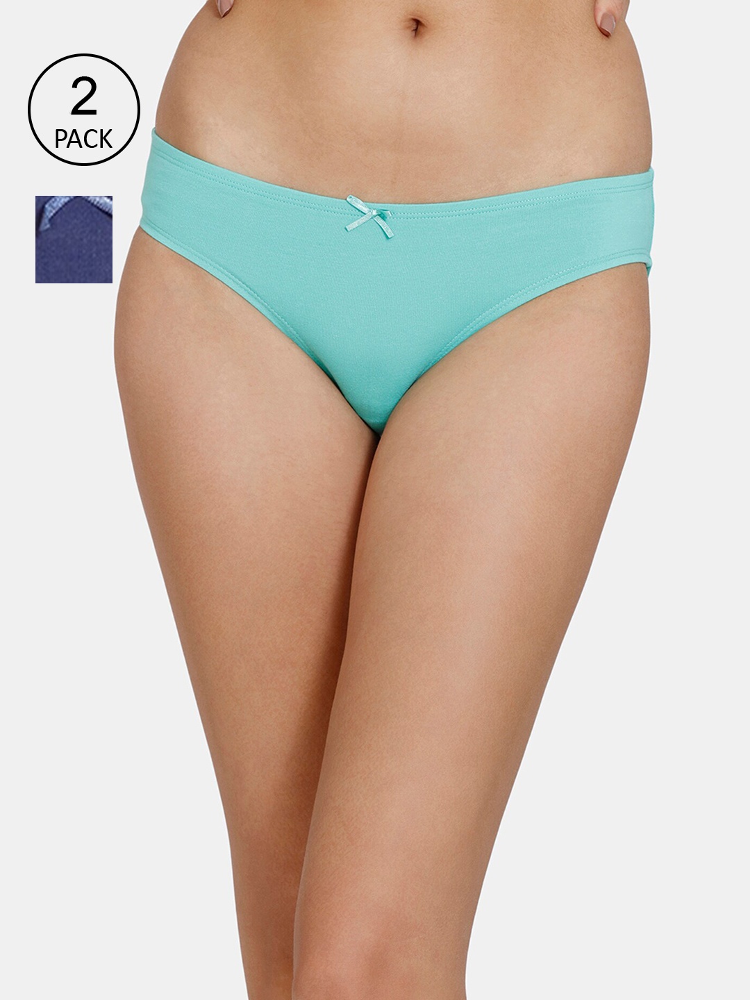 

Zivame Women Pack of 2 Assorted Bikini Briefs ZI2426FASH0BLAK, Navy blue