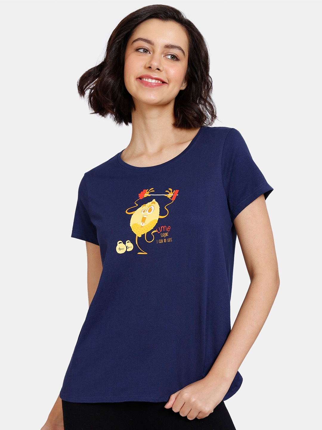 

Zivame Women Blue Graphic Printed Top
