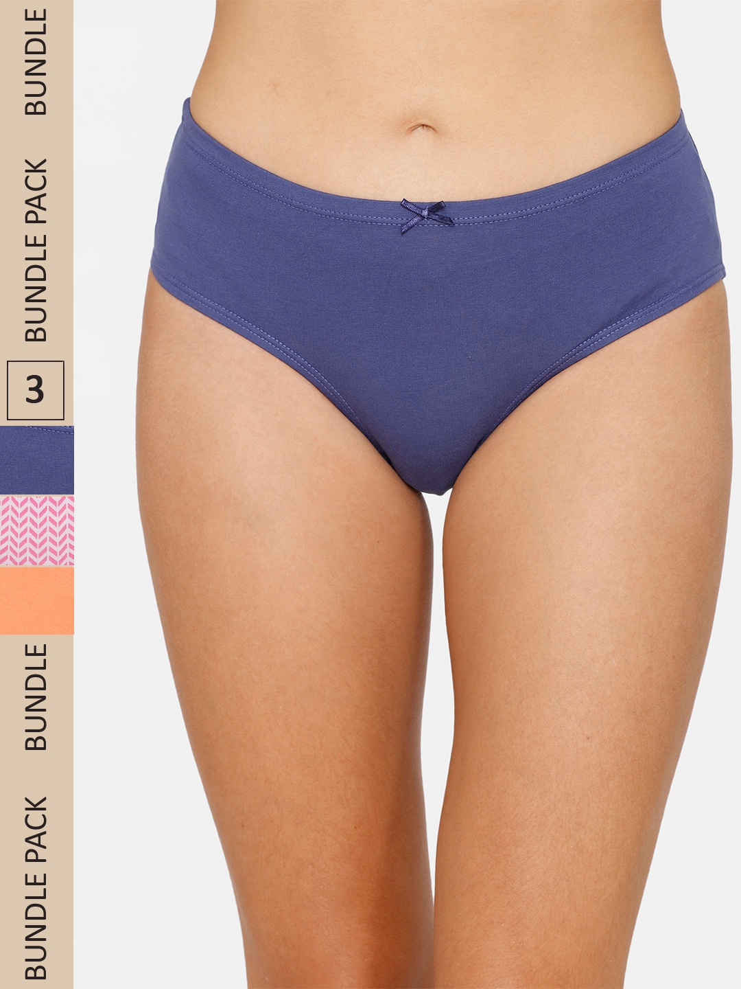 

Zivame Women Pack Of 3 Assorted Pure Cotton Hipster Briefs