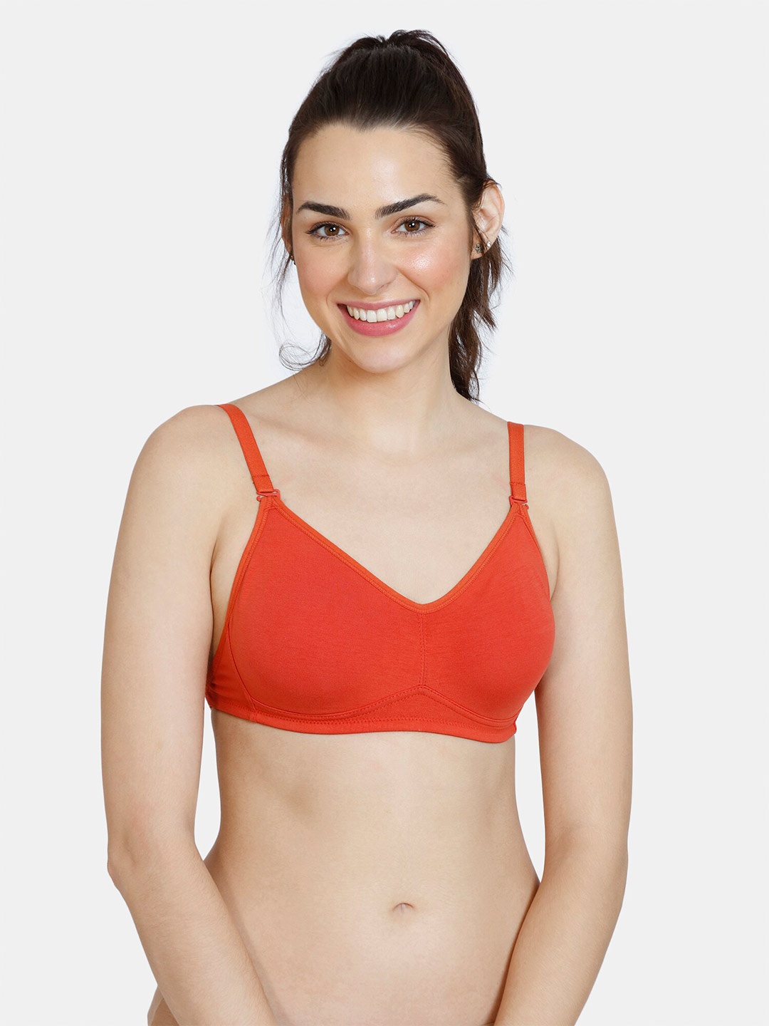 

Zivame Orange Non Padded Transparent Back T-Shirt Pure Cotton Bra